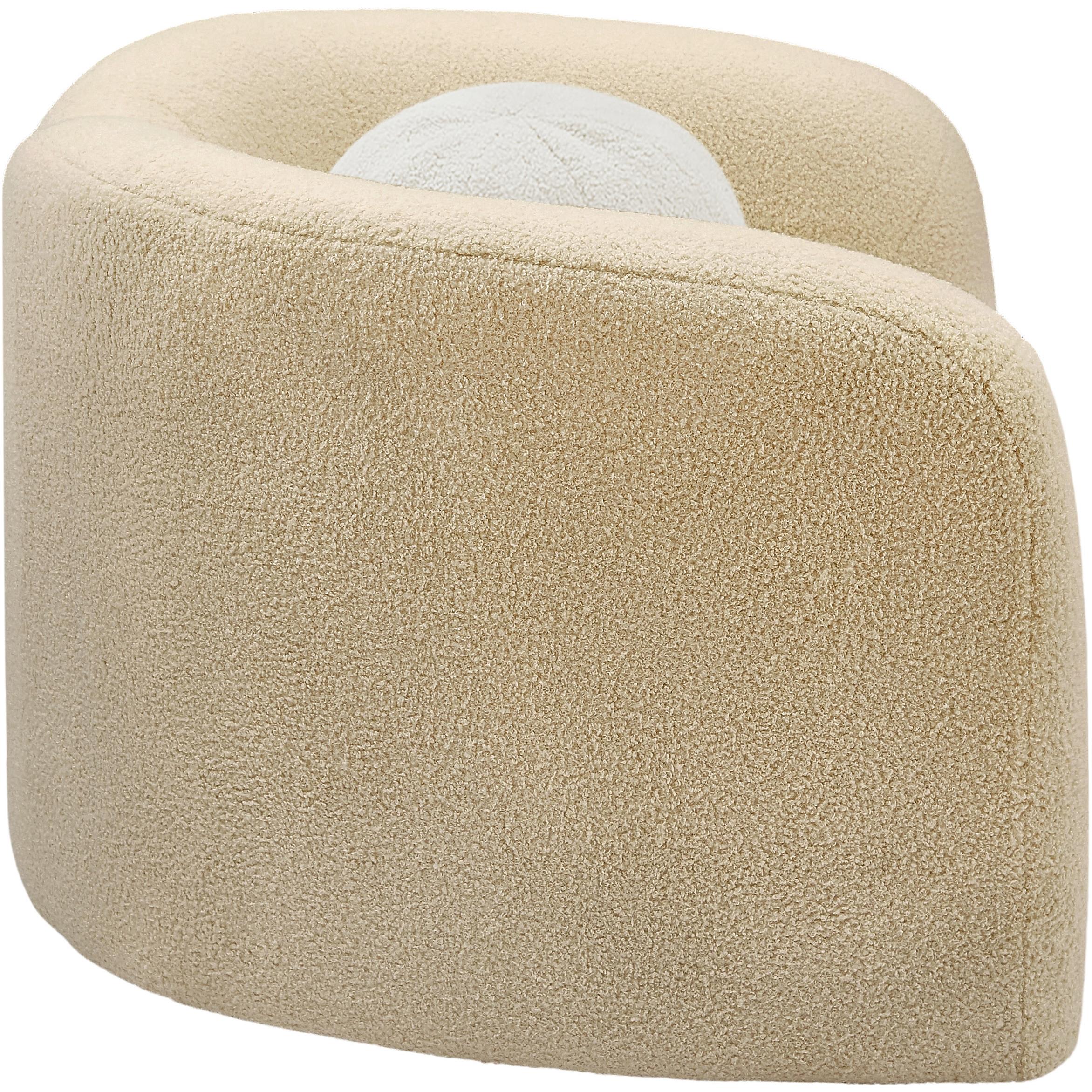 Meridian Kali Beige Faux Shearling Teddy Fabric Chair