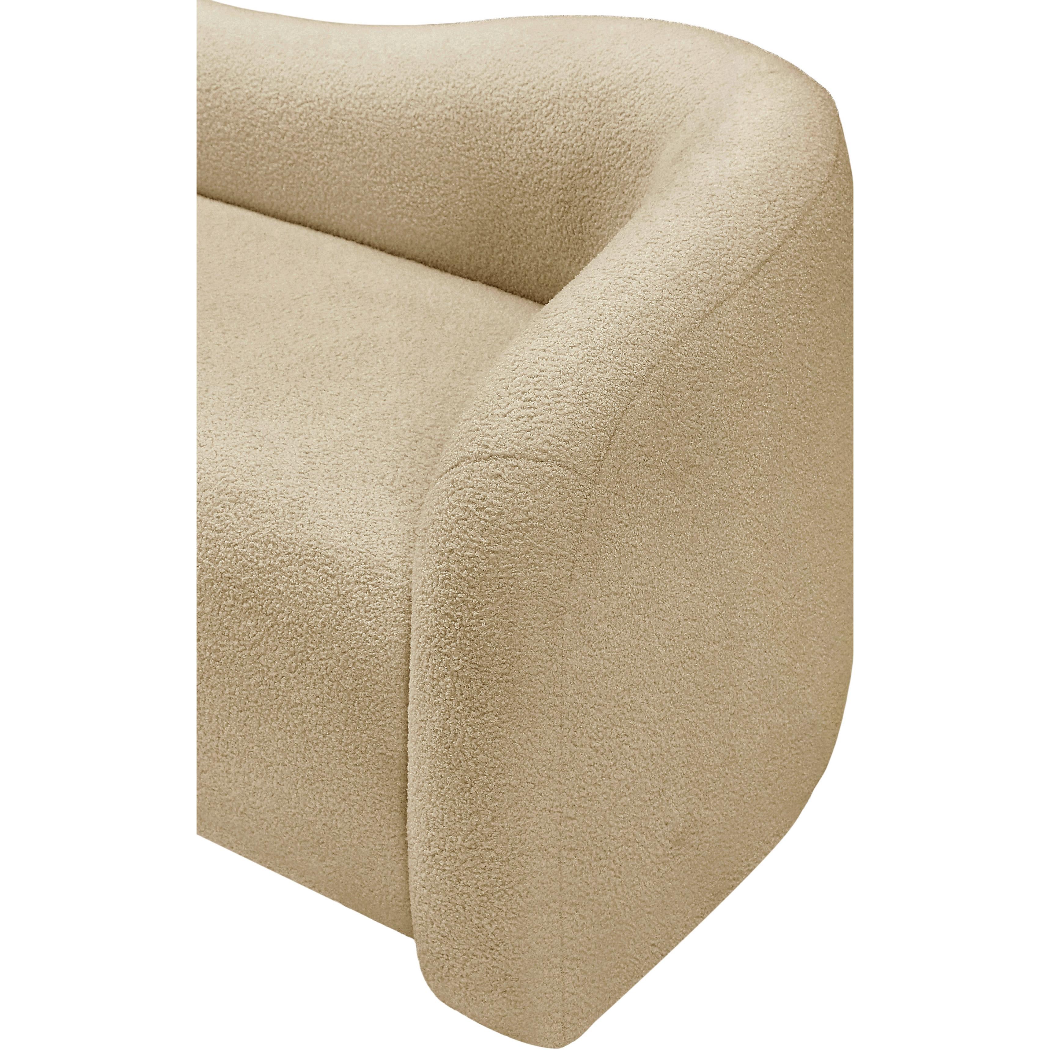 Meridian Kali Beige Faux Shearling Teddy Fabric Chair