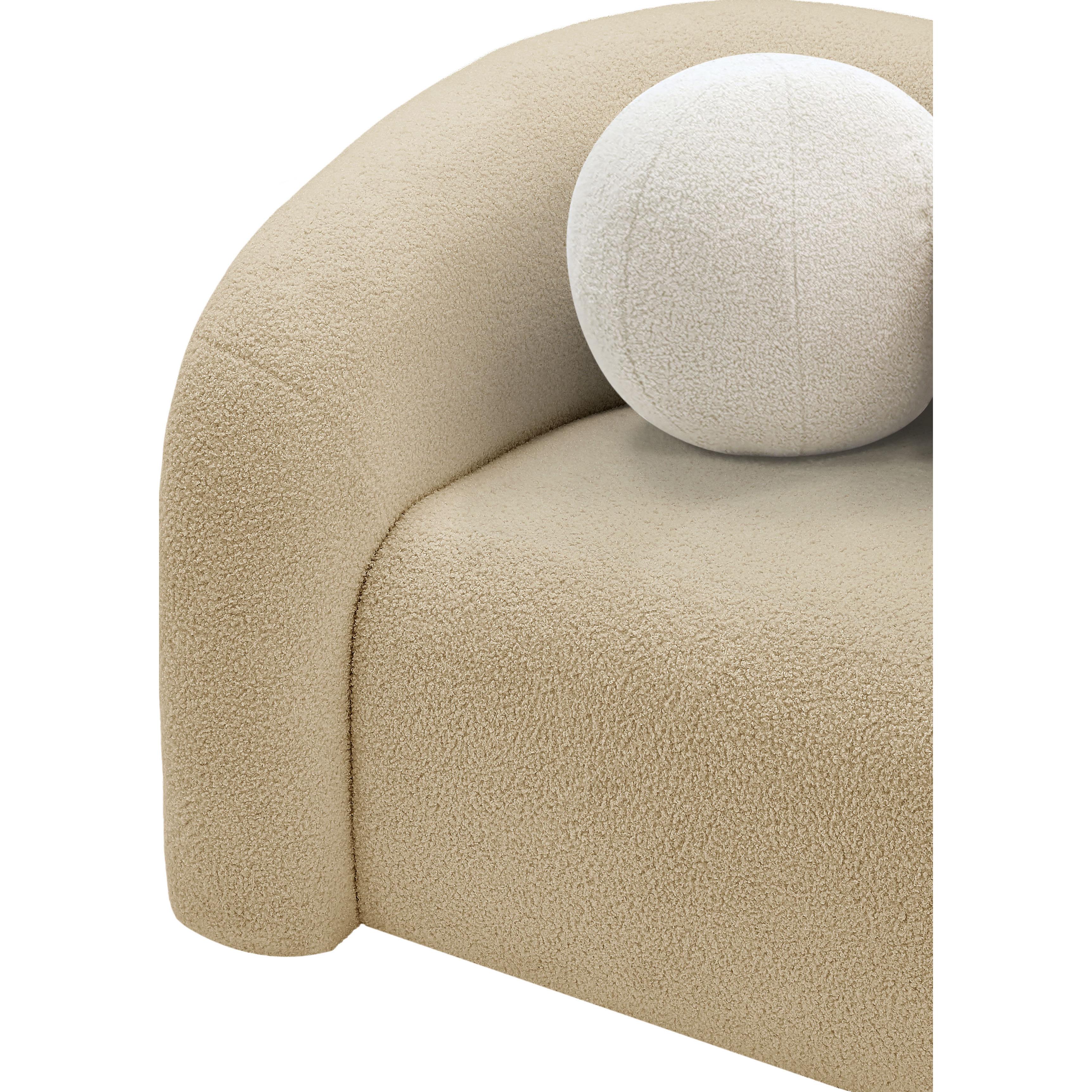 Meridian Kali Beige Faux Shearling Teddy Fabric Chair