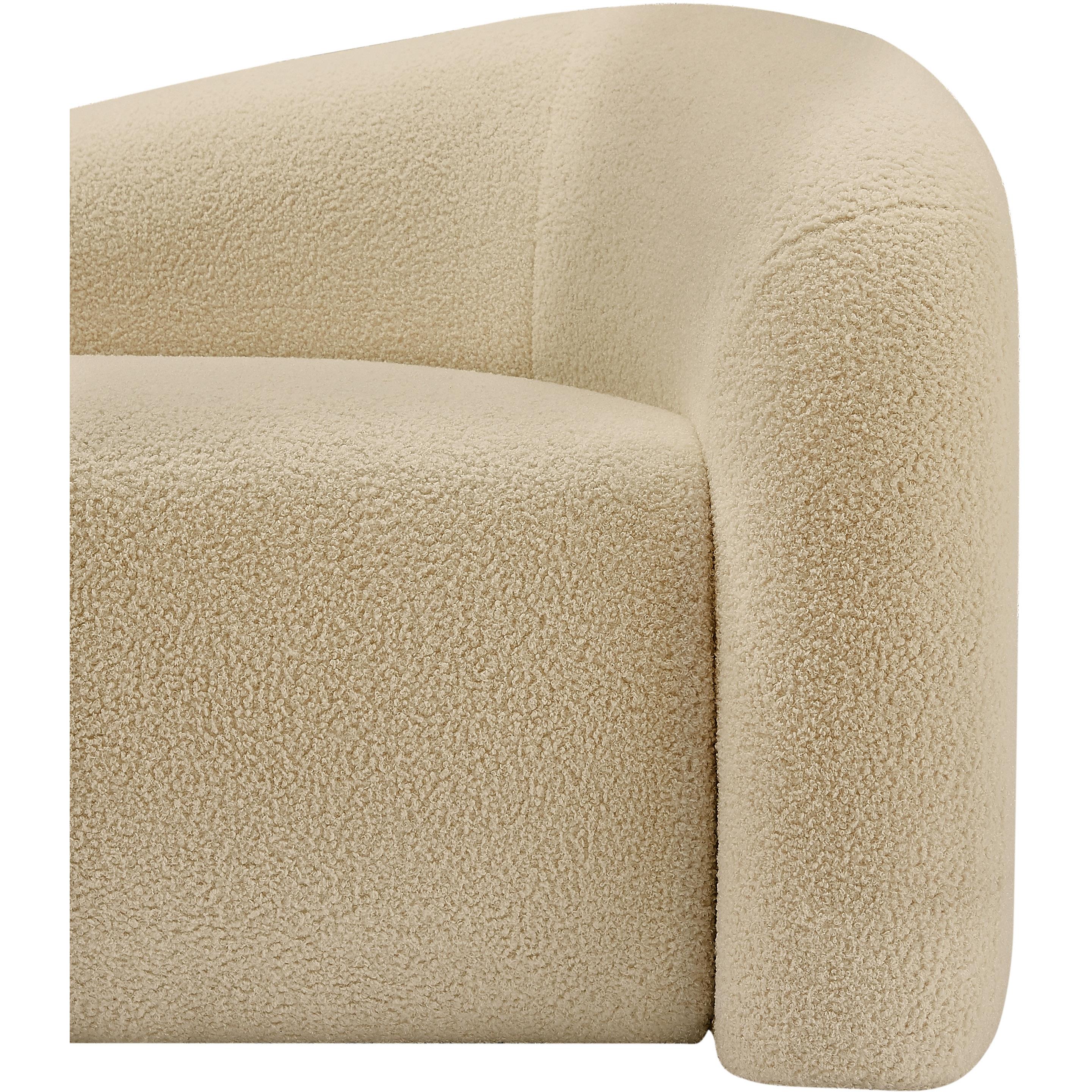 Meridian Kali Beige Faux Shearling Teddy Fabric Chair
