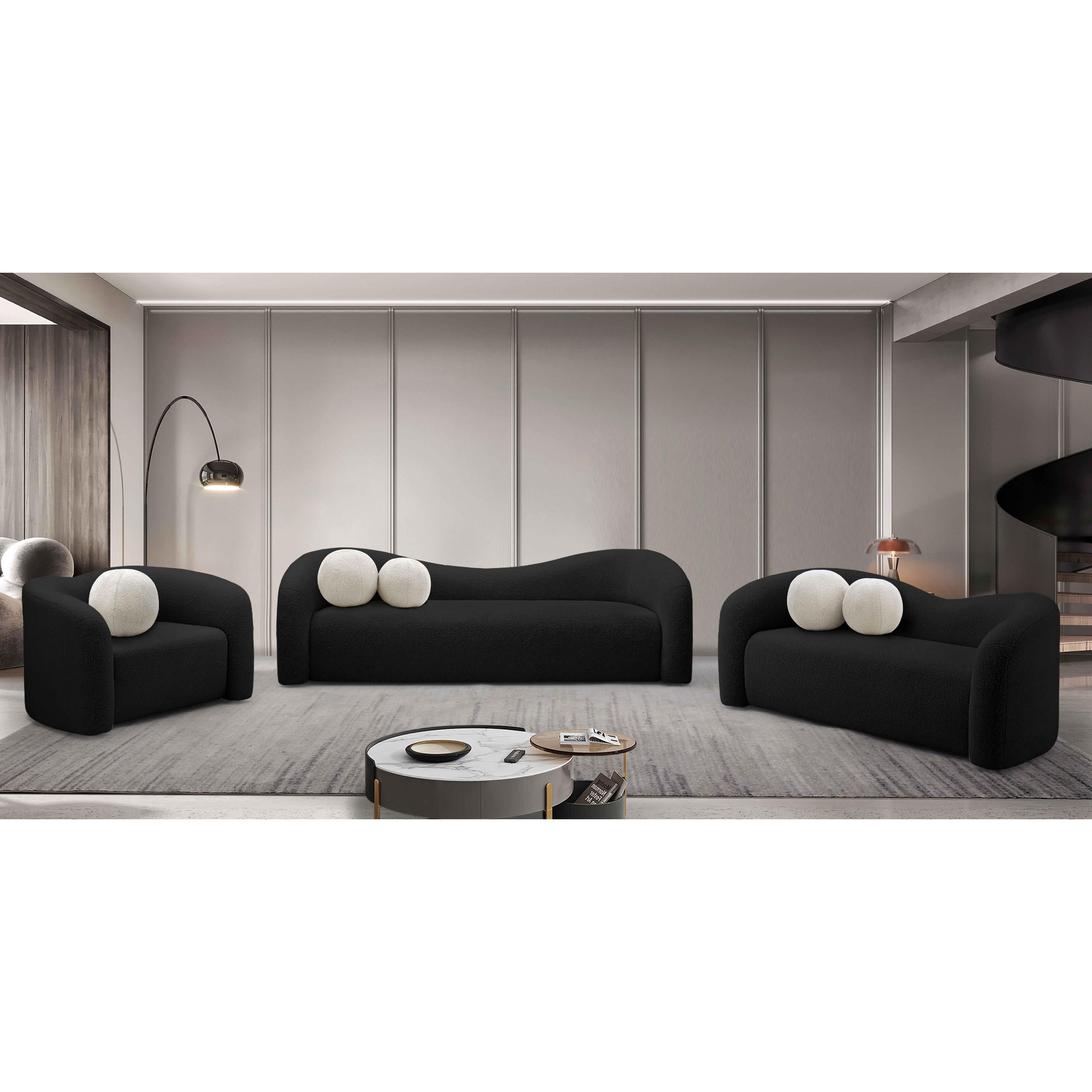 Meridian Kali Black Faux Shearling Teddy Fabric Chair