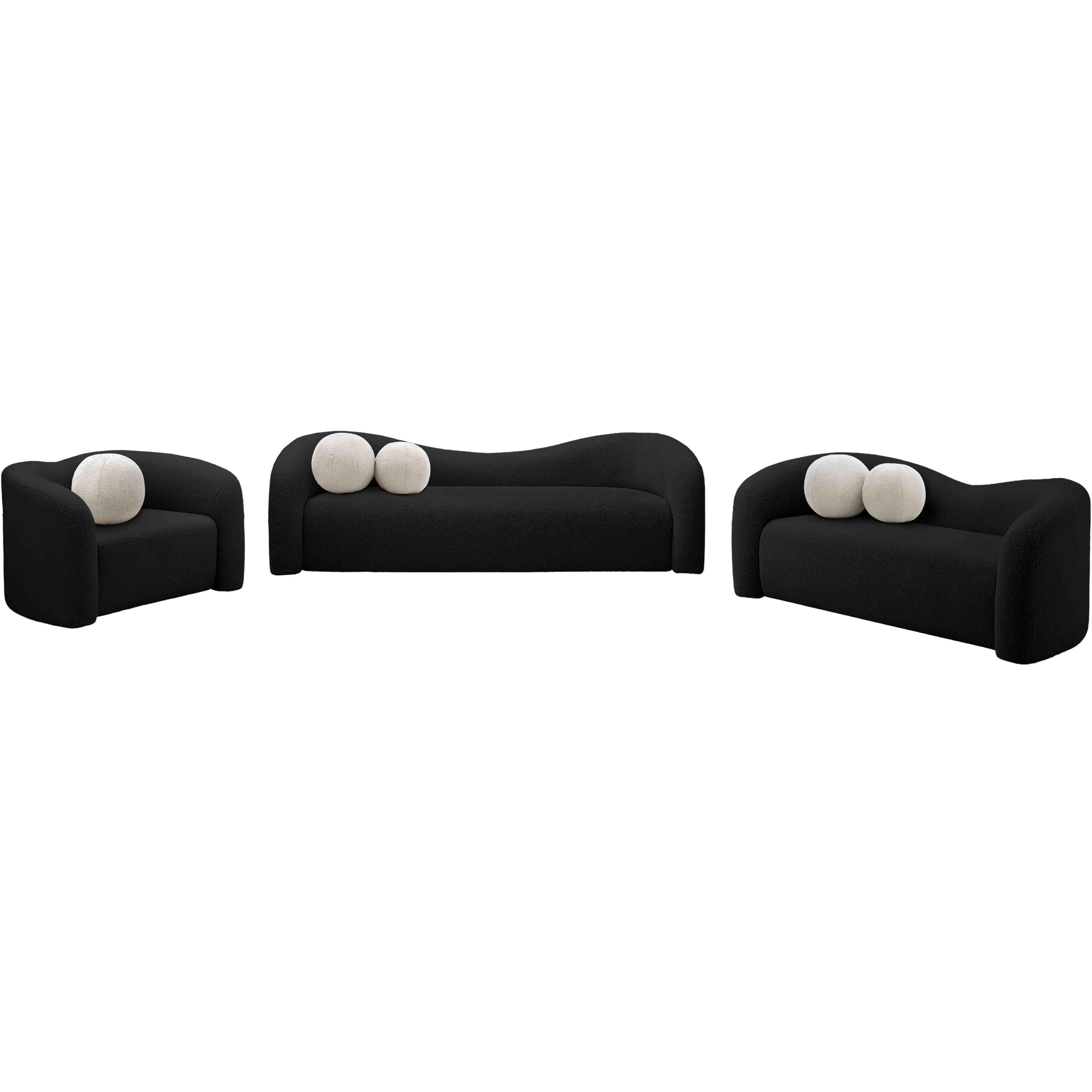 Meridian Kali Black Faux Shearling Teddy Fabric Chair