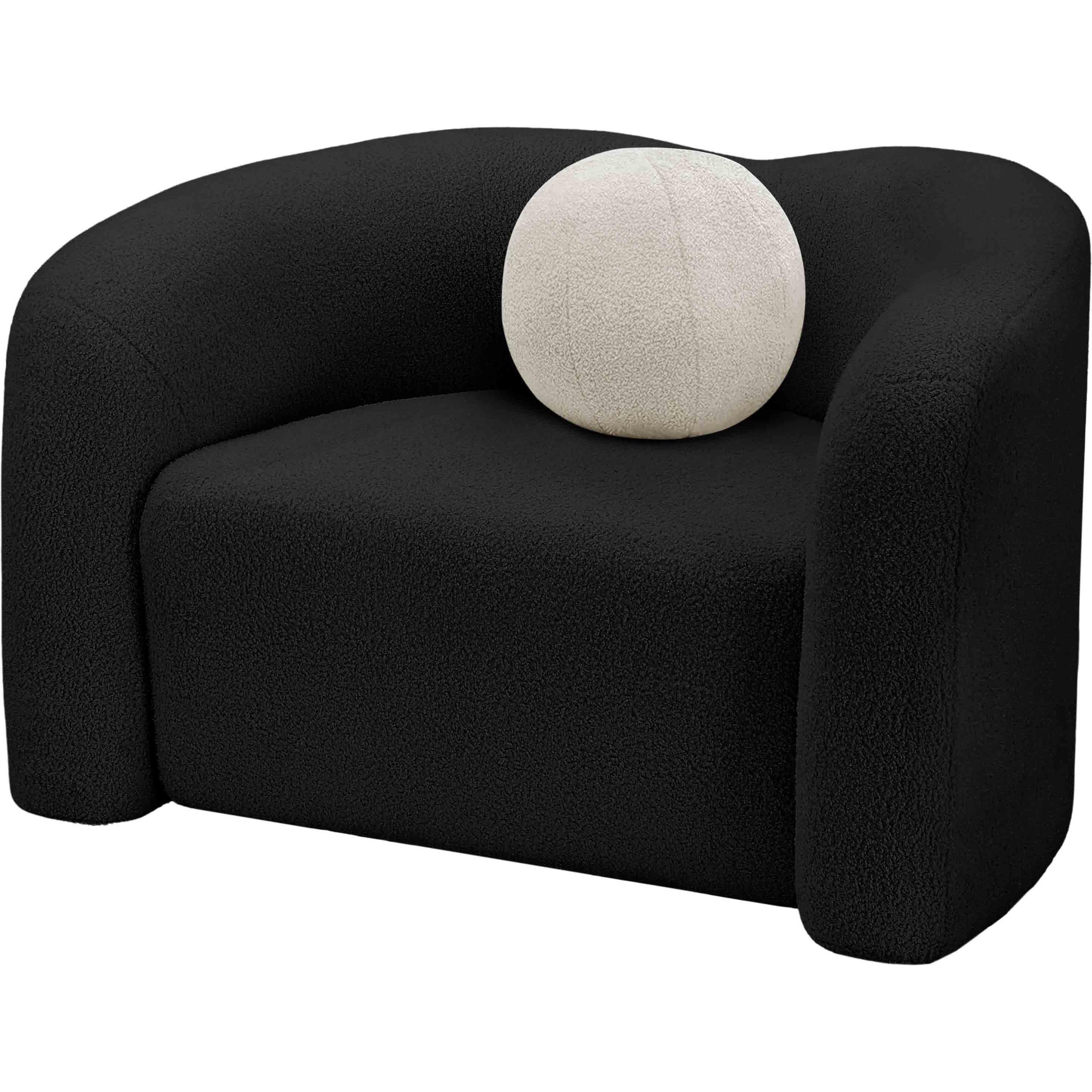 Meridian Kali Black Faux Shearling Teddy Fabric Chair