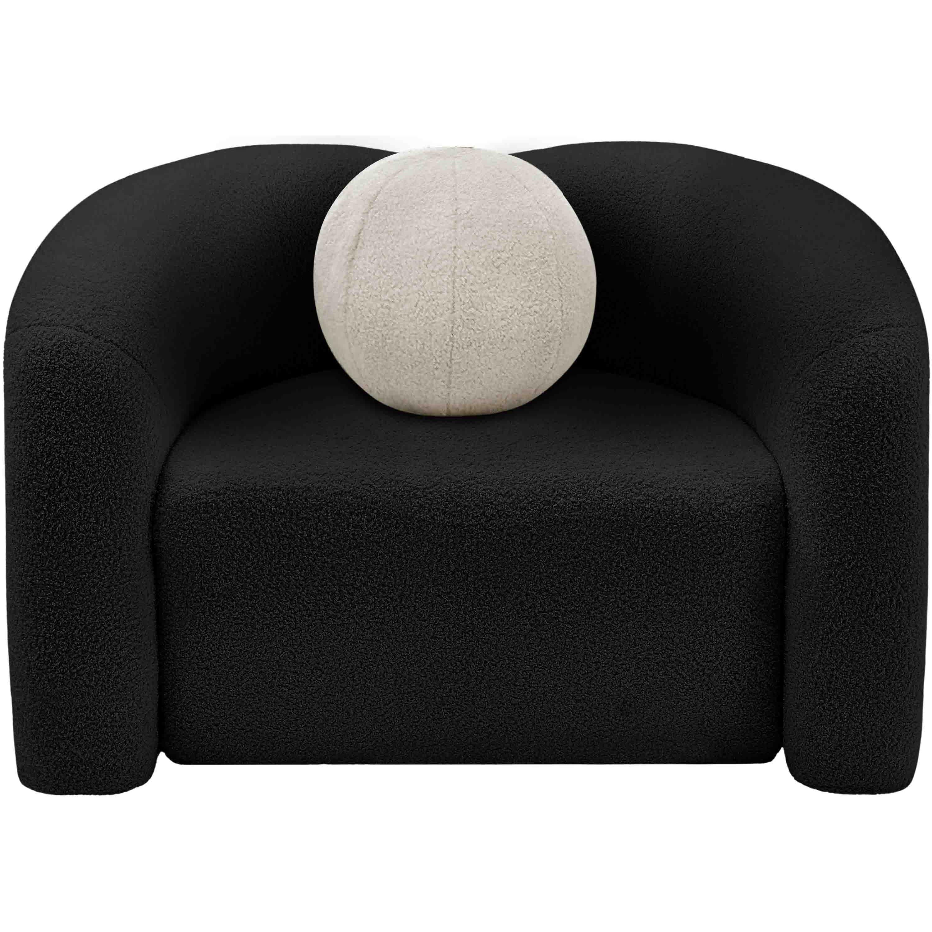 Meridian Kali Black Faux Shearling Teddy Fabric Chair