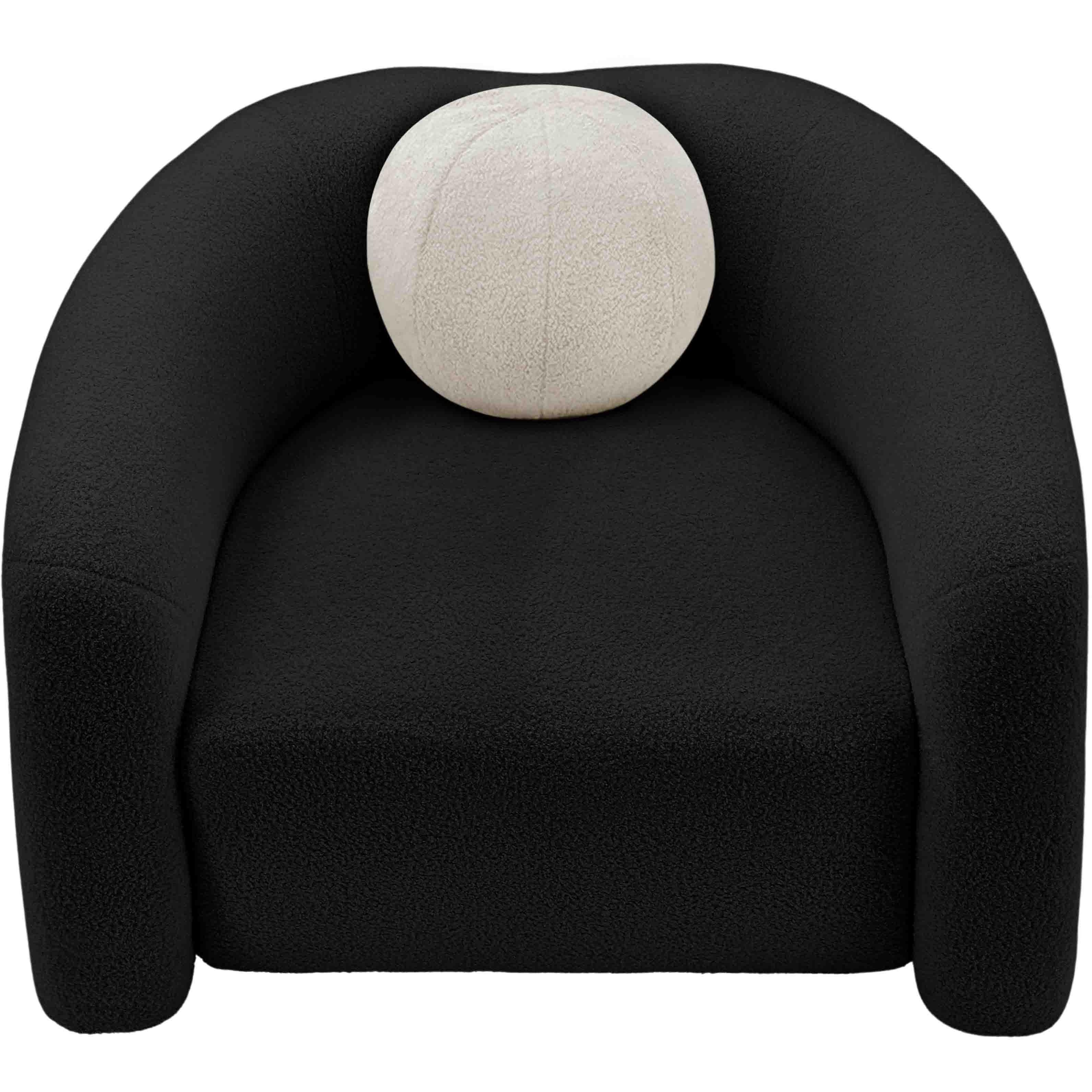 Meridian Kali Black Faux Shearling Teddy Fabric Chair