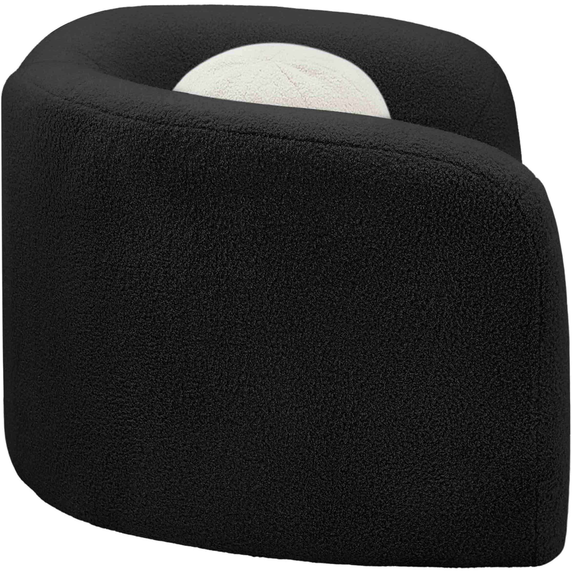 Meridian Kali Black Faux Shearling Teddy Fabric Chair