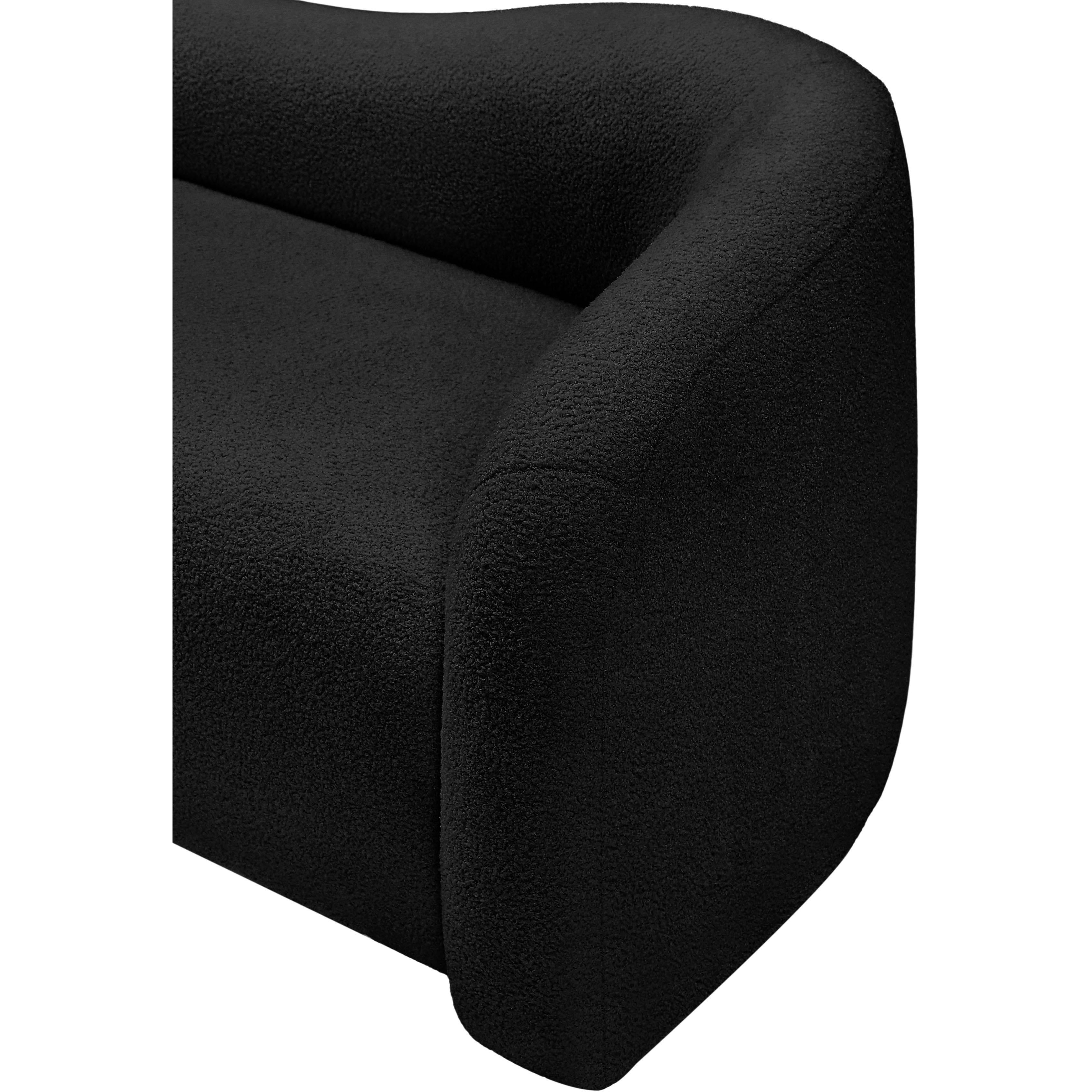 Meridian Kali Black Faux Shearling Teddy Fabric Chair