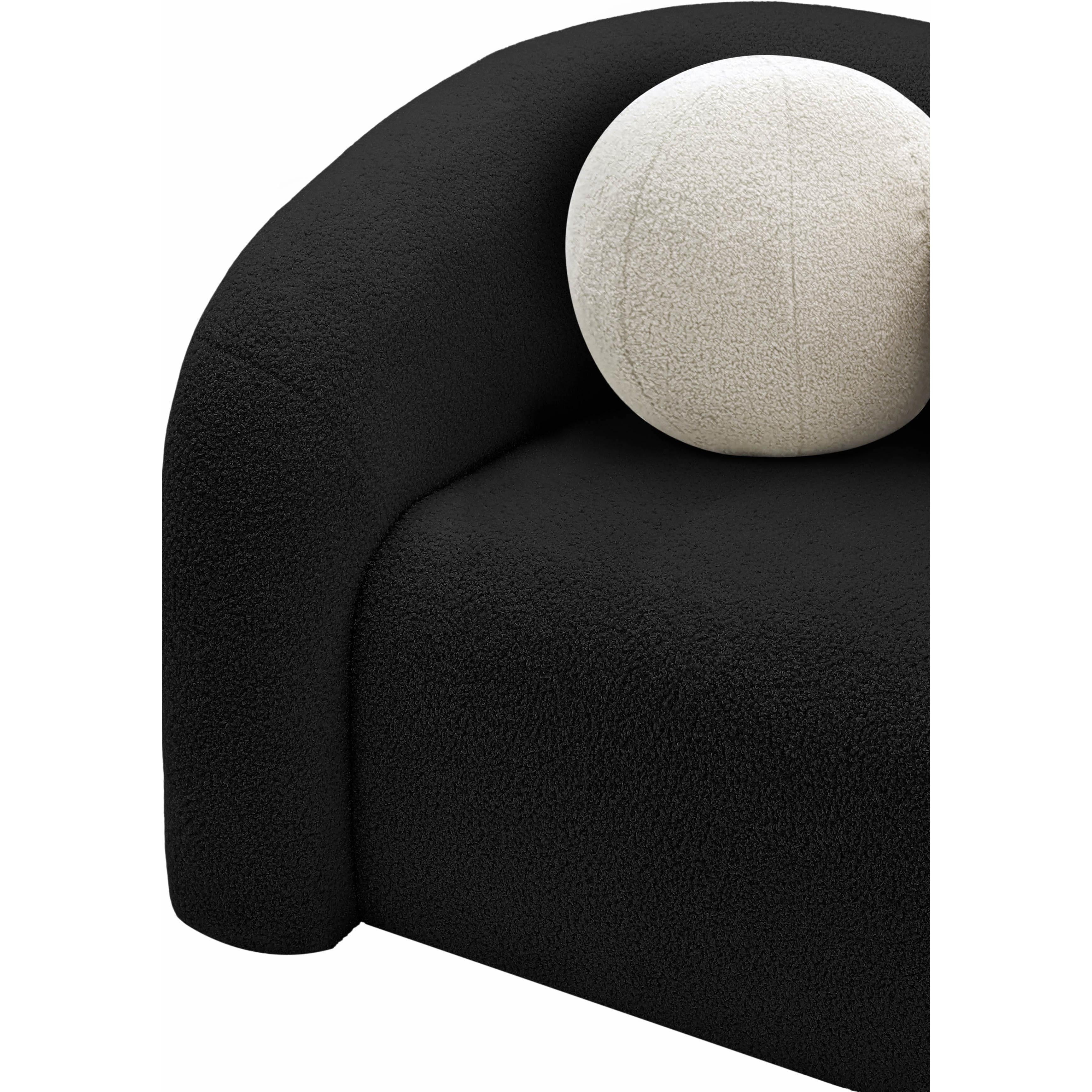 Meridian Kali Black Faux Shearling Teddy Fabric Chair