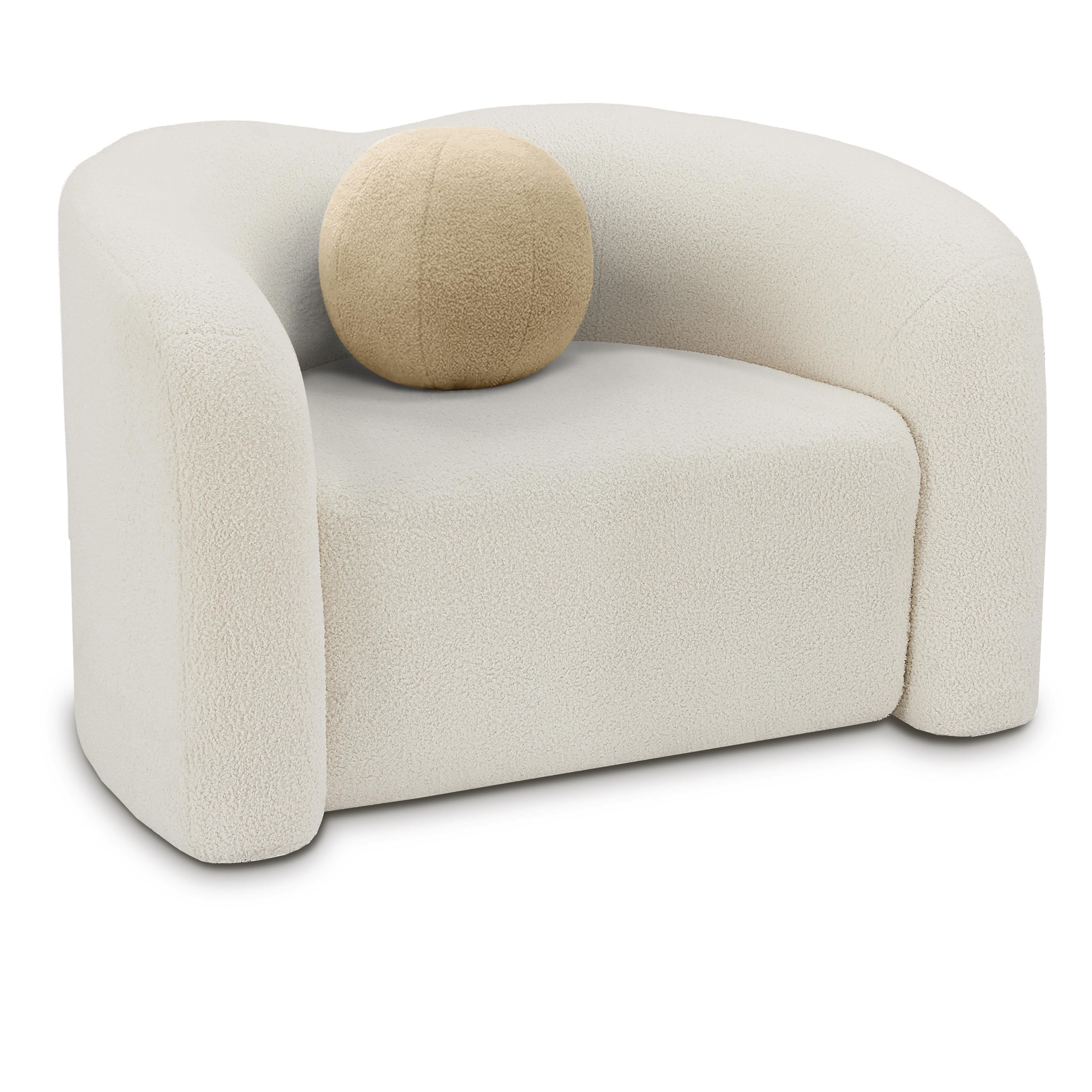 Meridian Kali Cream Faux Shearling Teddy Fabric Chair