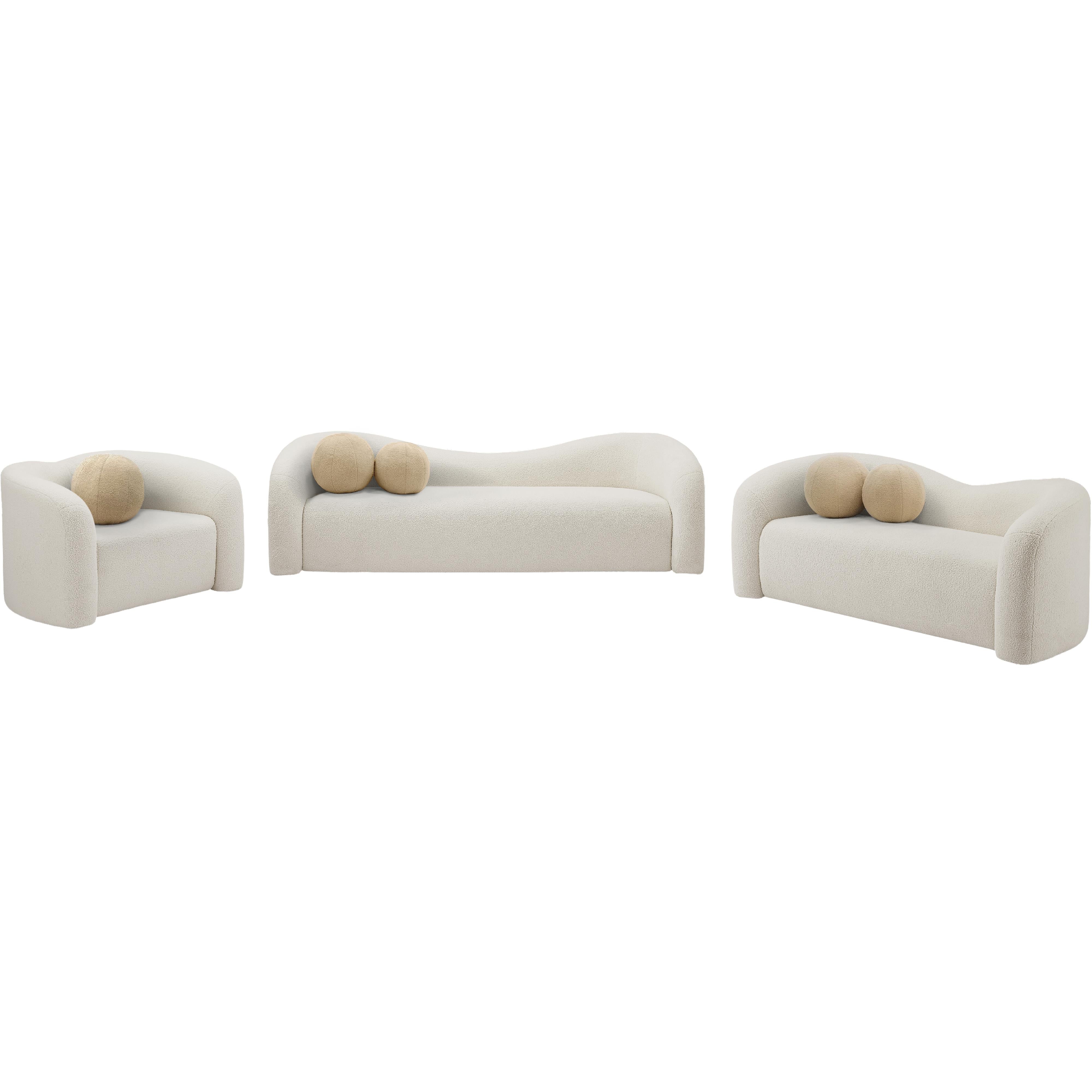 Meridian Kali Cream Faux Shearling Teddy Fabric Chair
