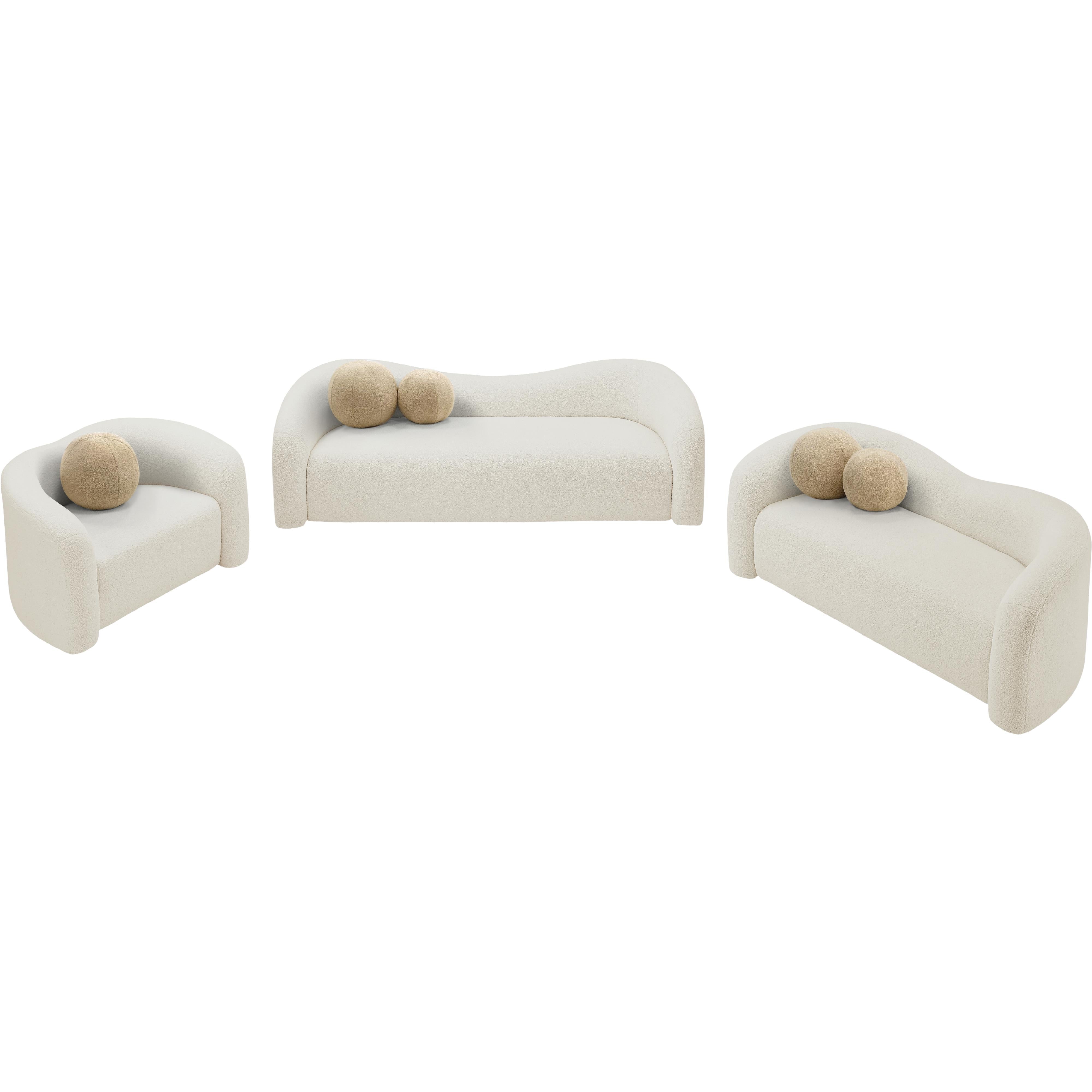 Meridian Kali Cream Faux Shearling Teddy Fabric Chair