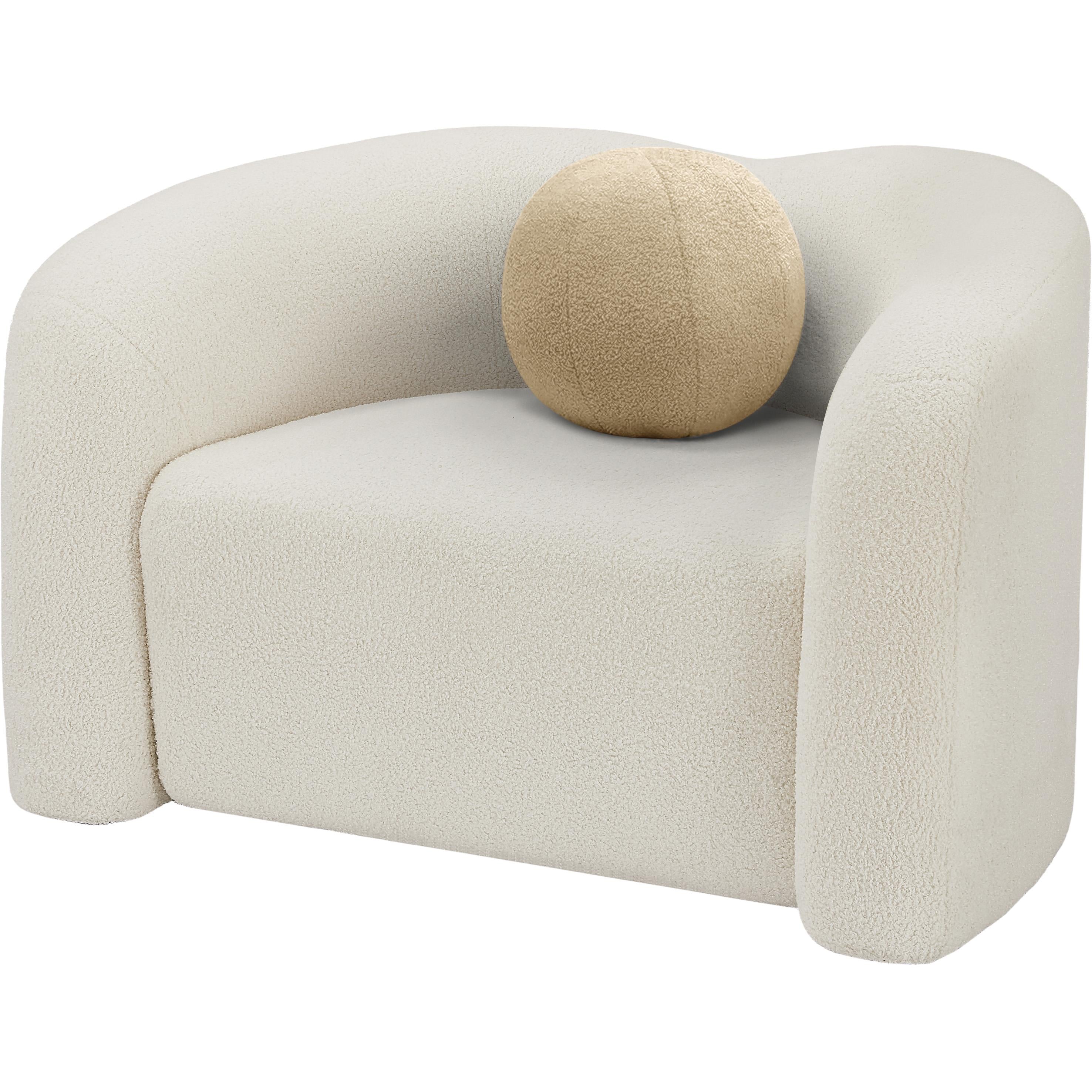 Meridian Kali Cream Faux Shearling Teddy Fabric Chair