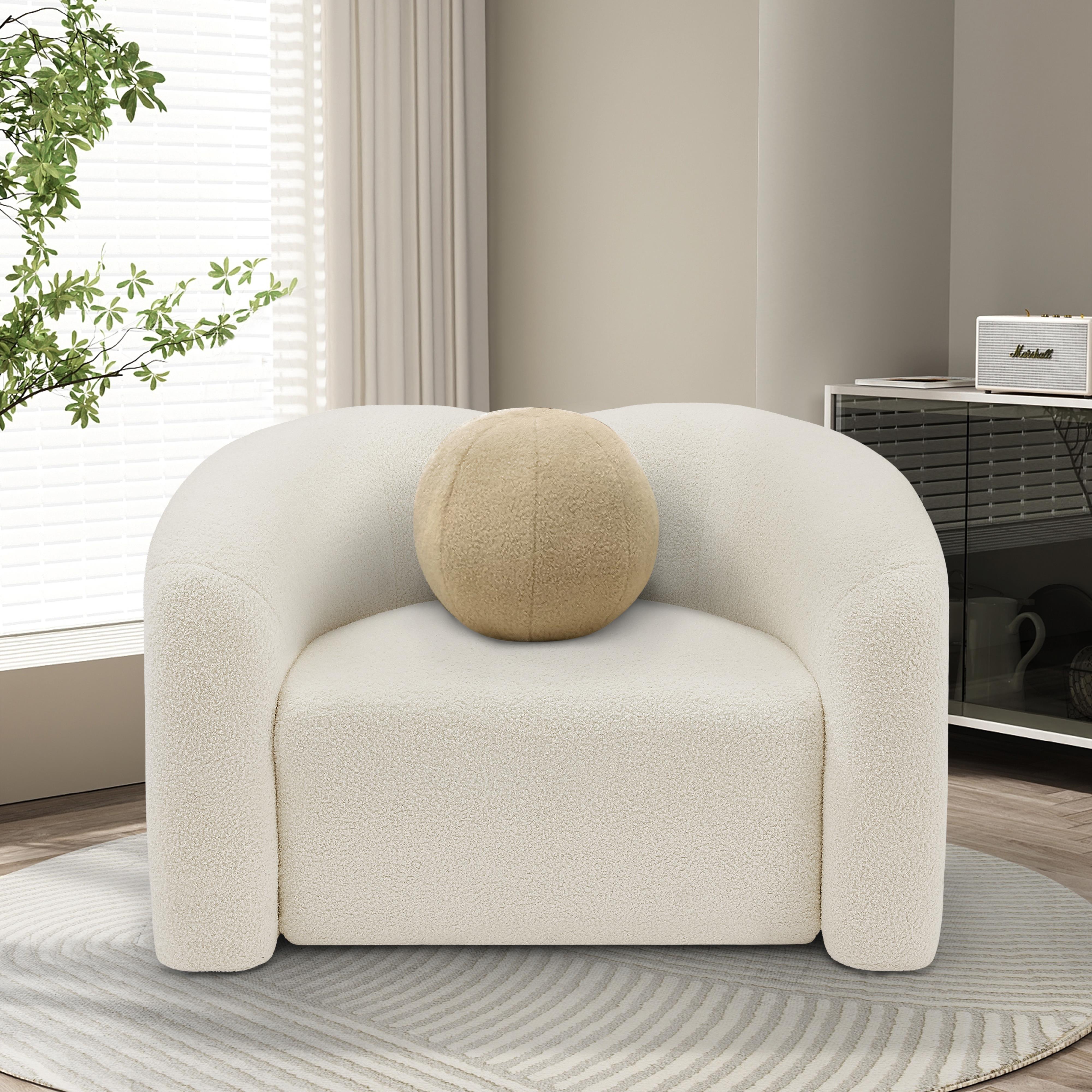 Meridian Kali Cream Faux Shearling Teddy Fabric Chair