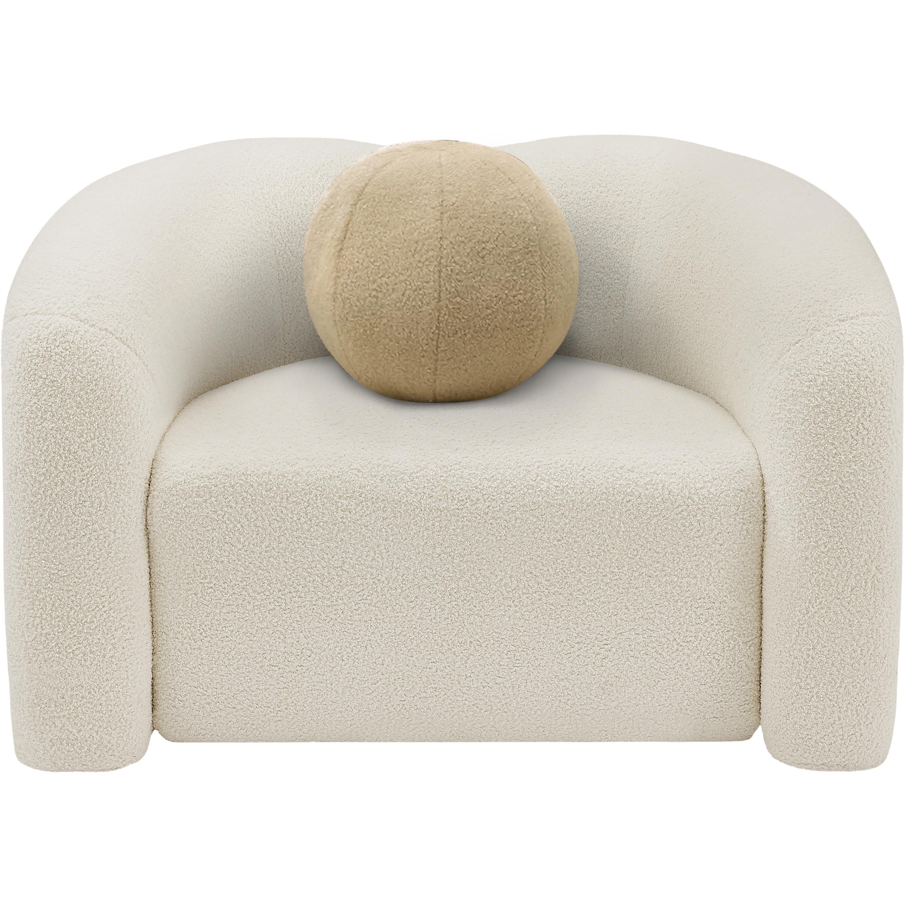 Meridian Kali Cream Faux Shearling Teddy Fabric Chair
