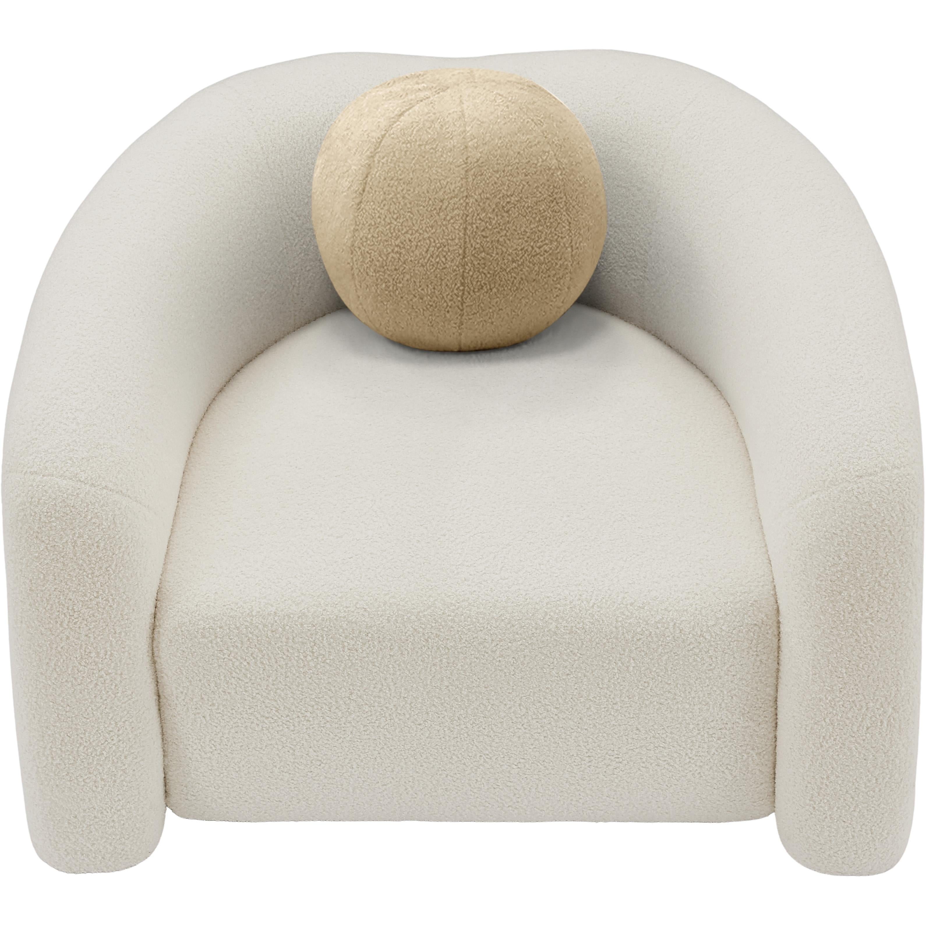 Meridian Kali Cream Faux Shearling Teddy Fabric Chair