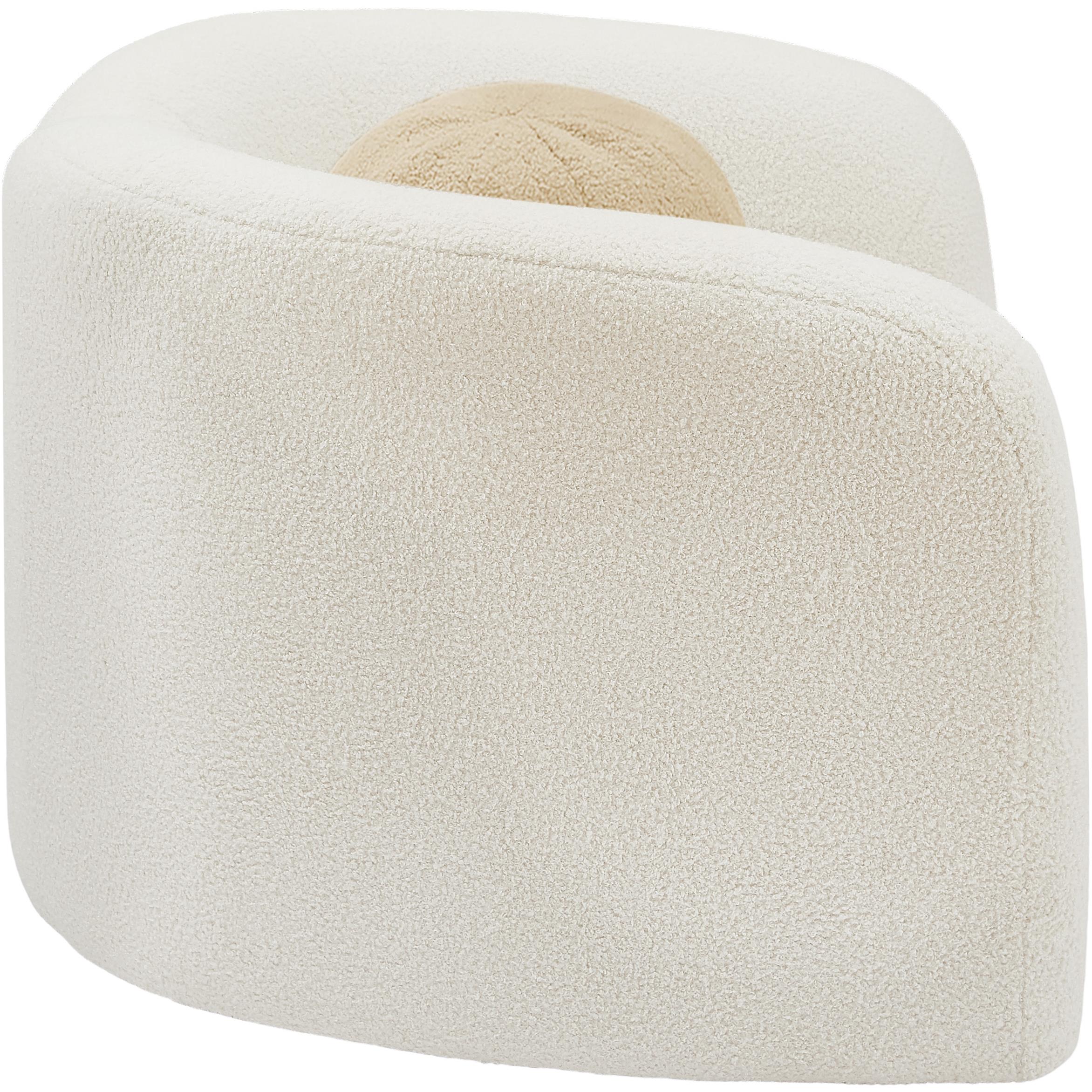 Meridian Kali Cream Faux Shearling Teddy Fabric Chair