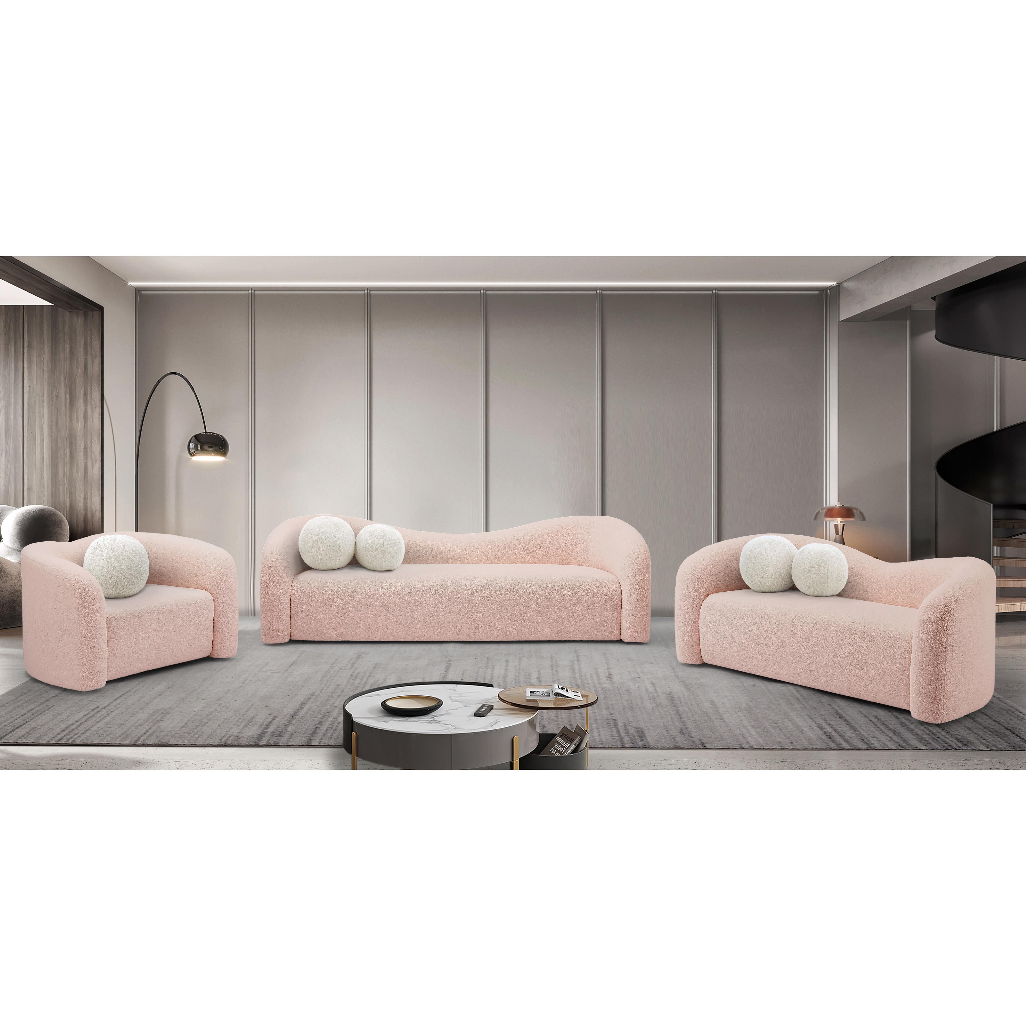 Meridian Kali Pink Faux Shearling Teddy Fabric Chair