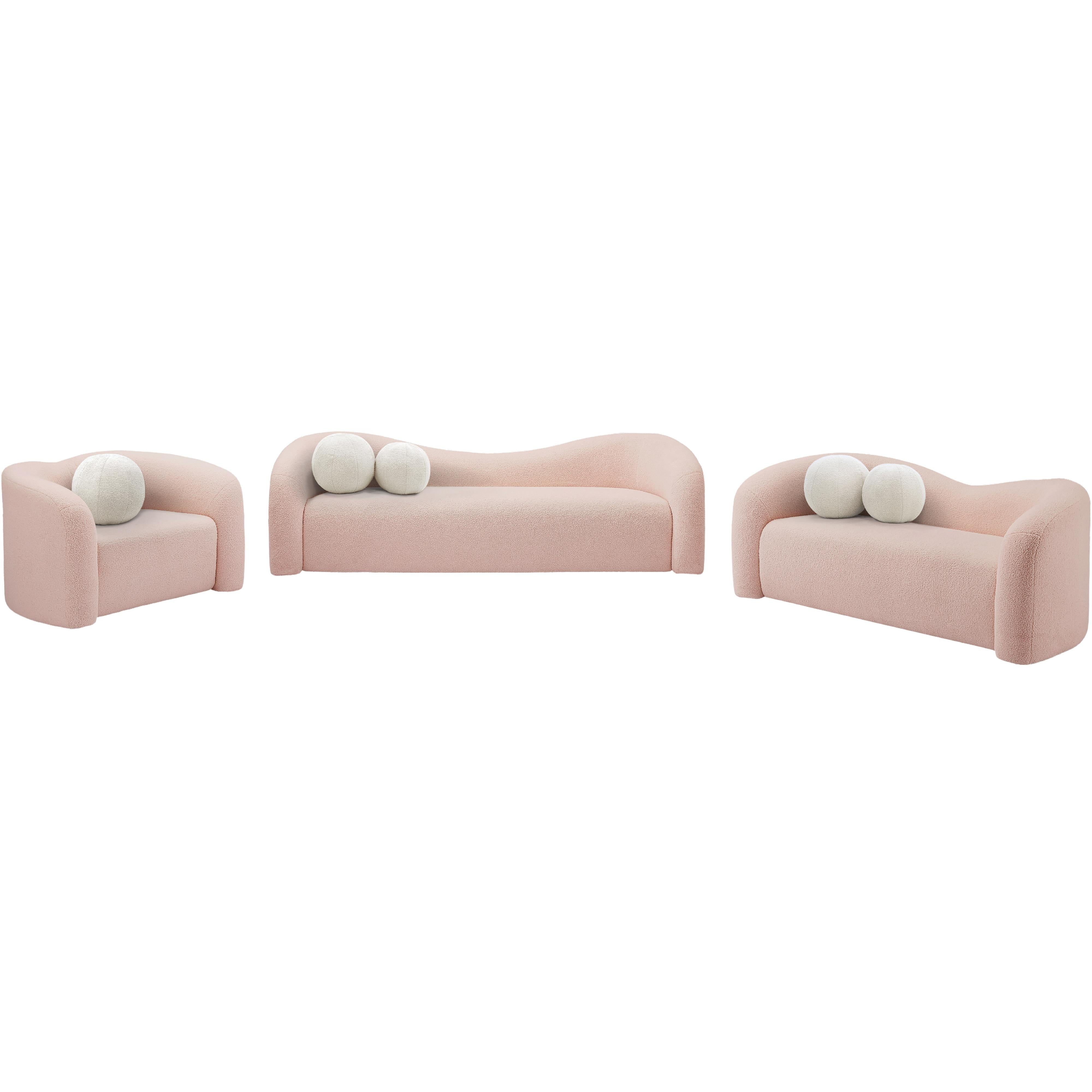Meridian Kali Pink Faux Shearling Teddy Fabric Chair