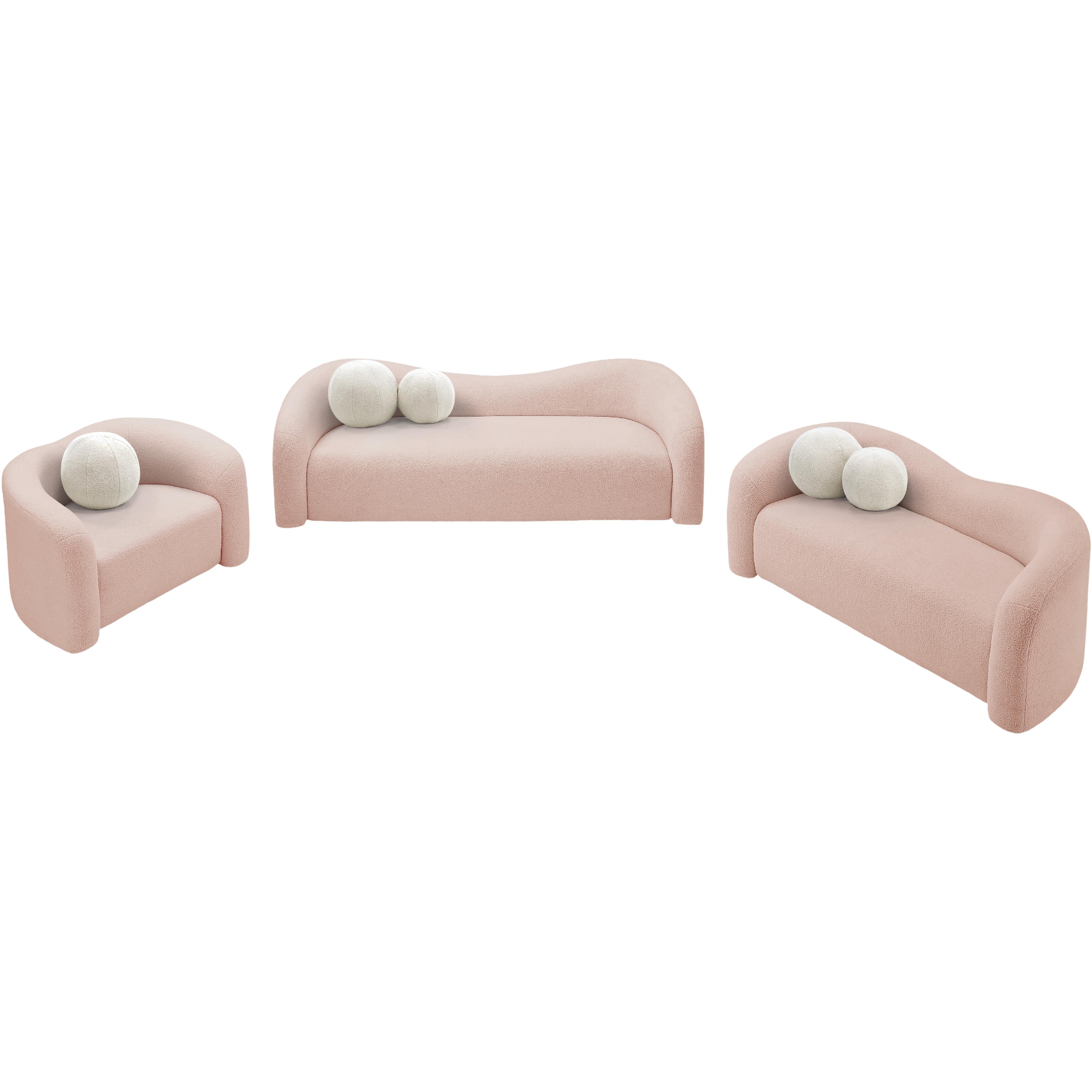 Meridian Kali Pink Faux Shearling Teddy Fabric Chair