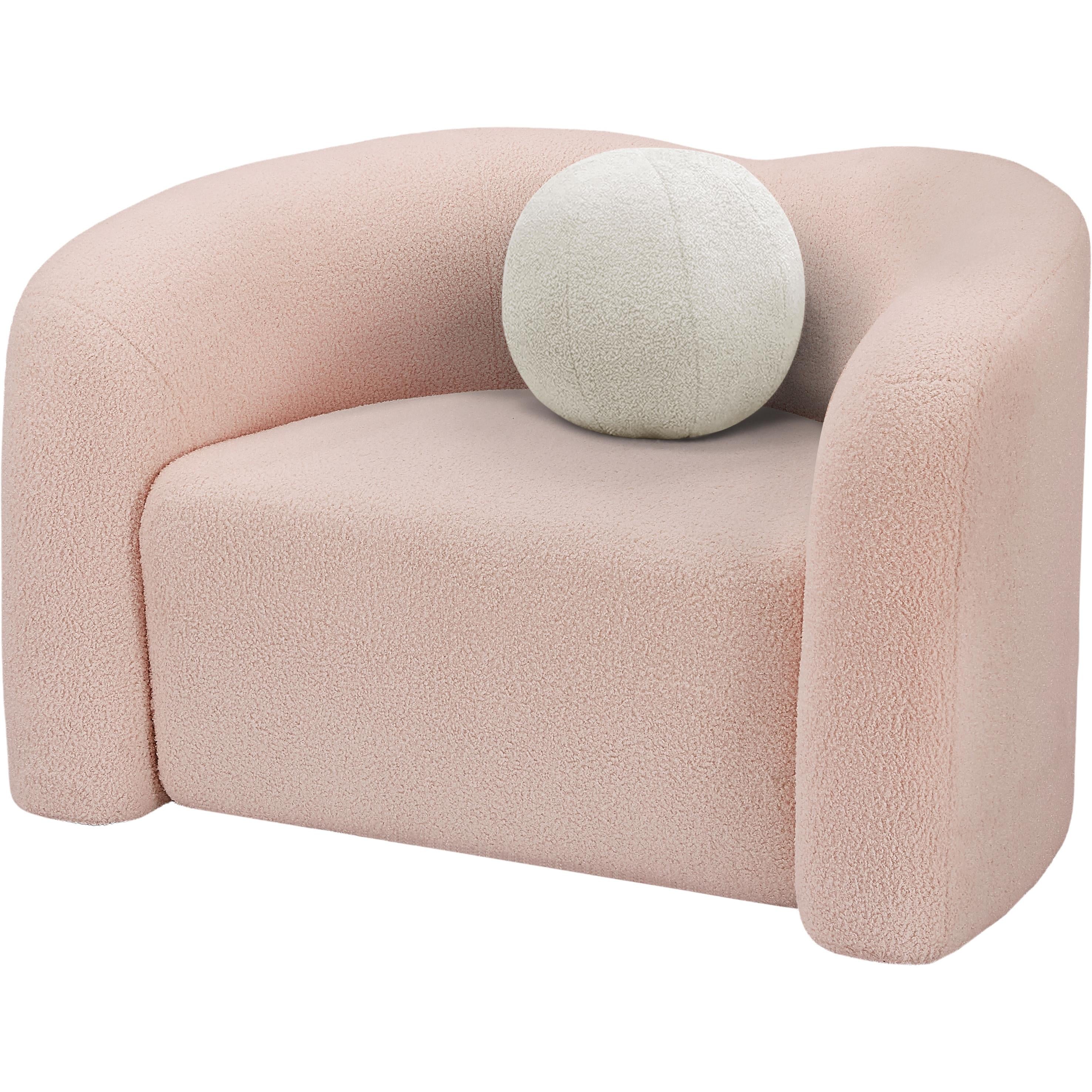 Meridian Kali Pink Faux Shearling Teddy Fabric Chair