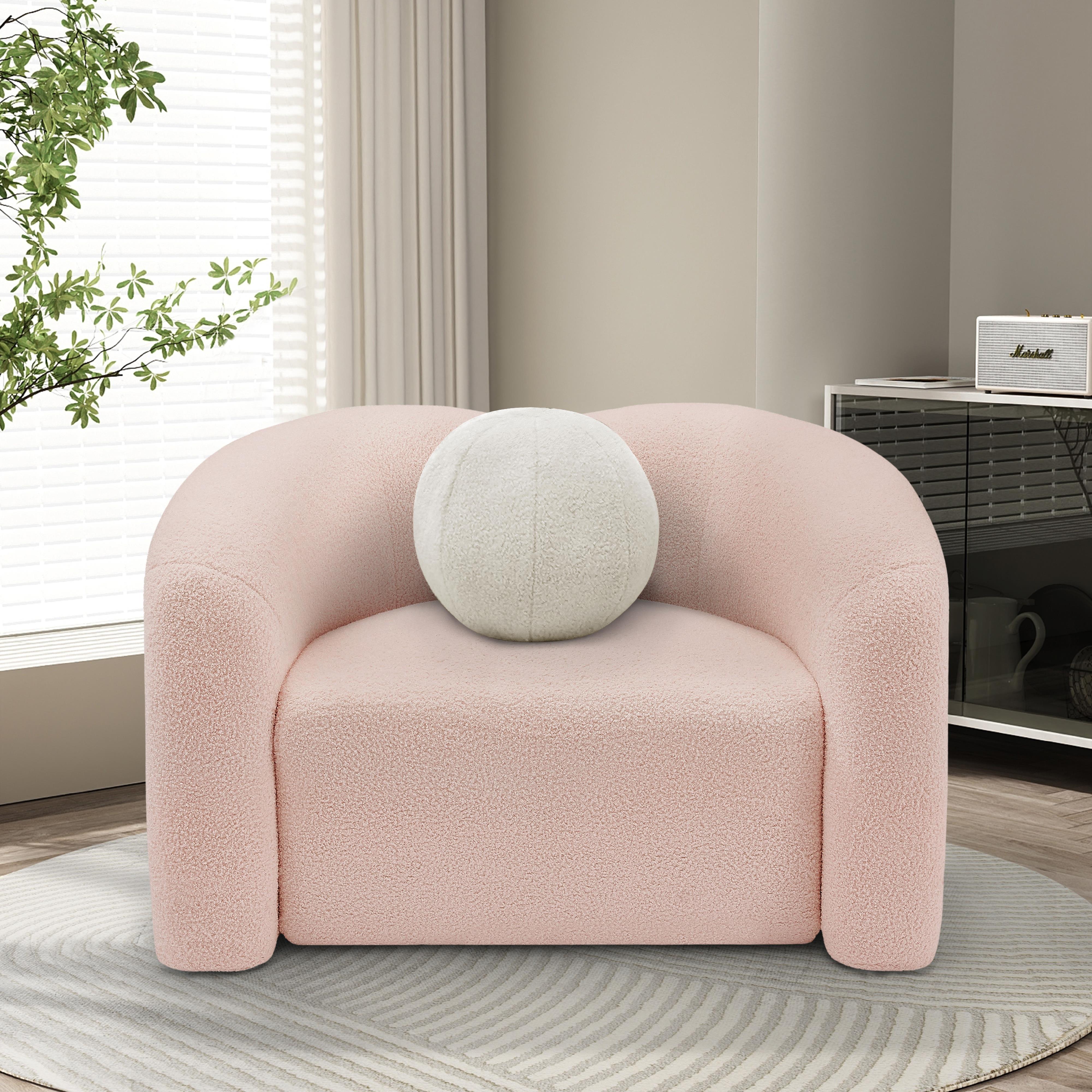 Meridian Kali Pink Faux Shearling Teddy Fabric Chair