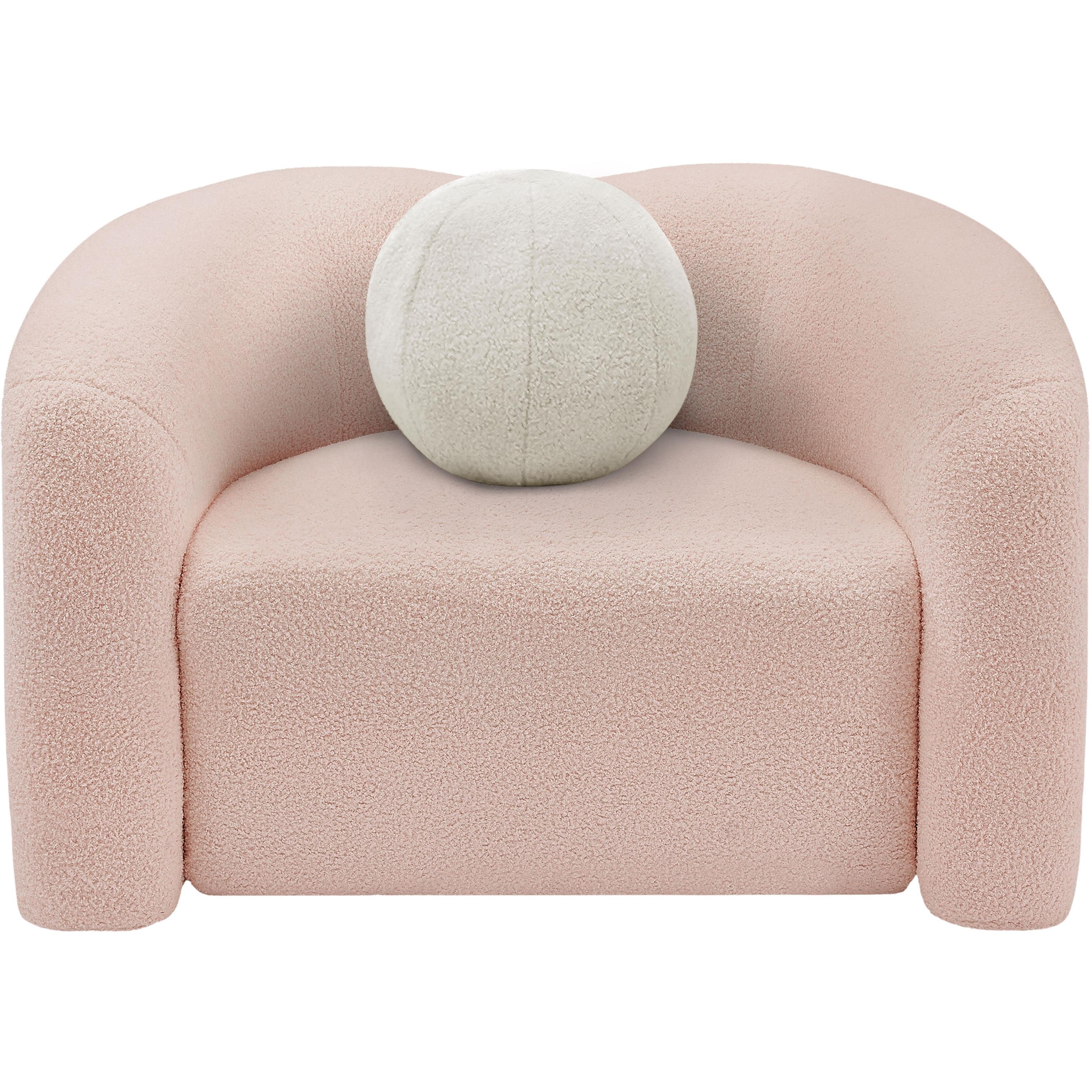 Meridian Kali Pink Faux Shearling Teddy Fabric Chair