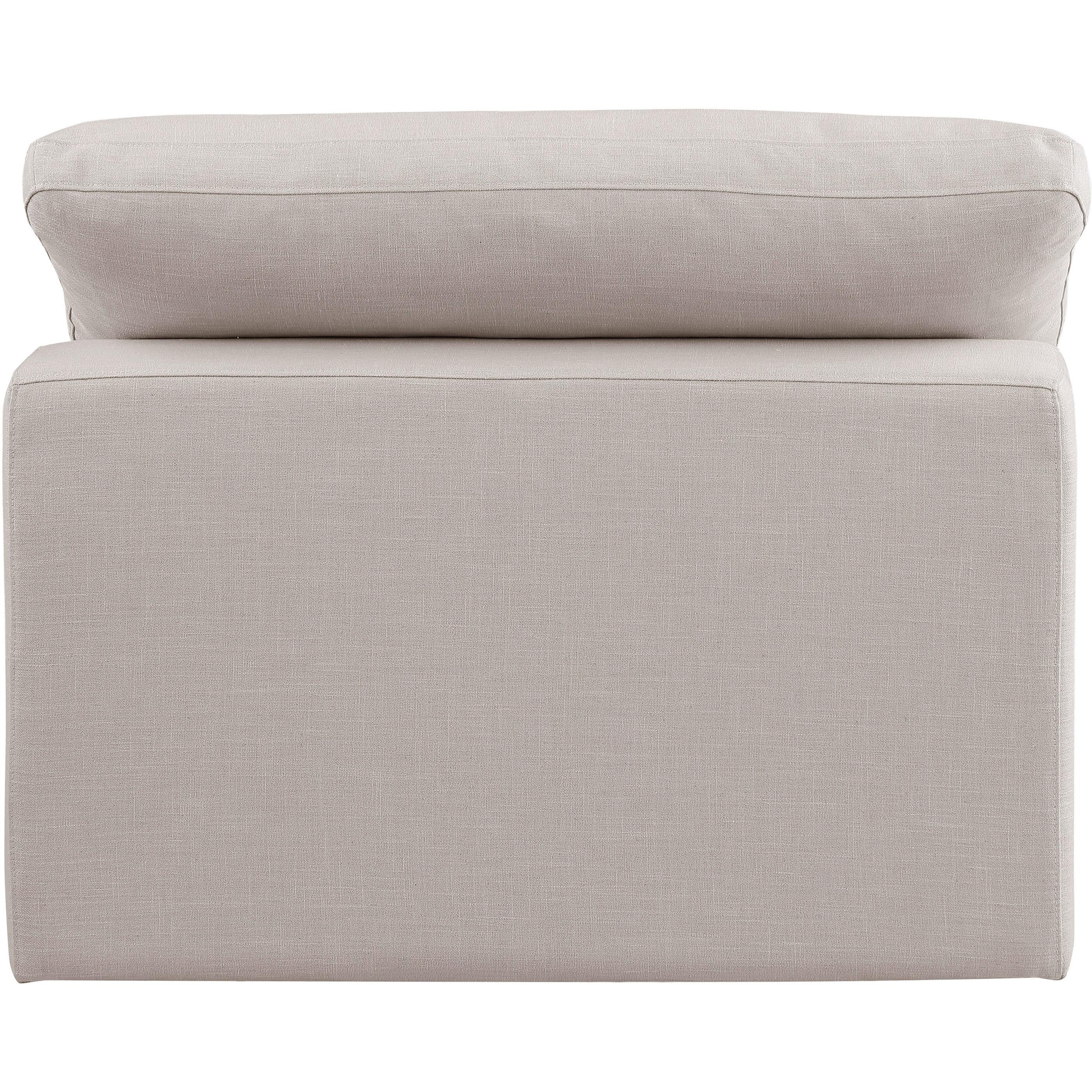 Meridian Comfy Beige Linen Textured Fabric Modular Armless Chair