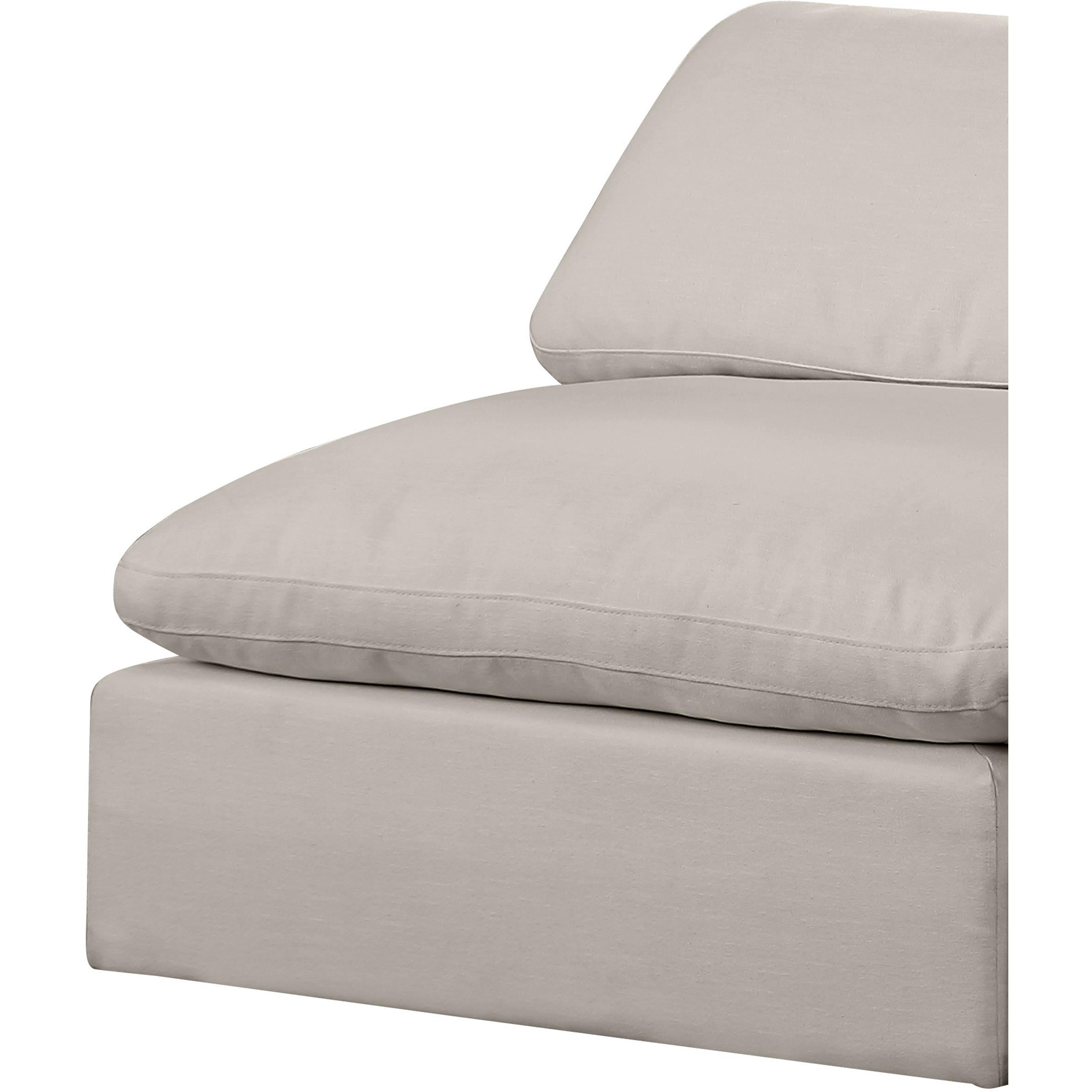 Meridian Comfy Beige Linen Textured Fabric Modular Armless Chair