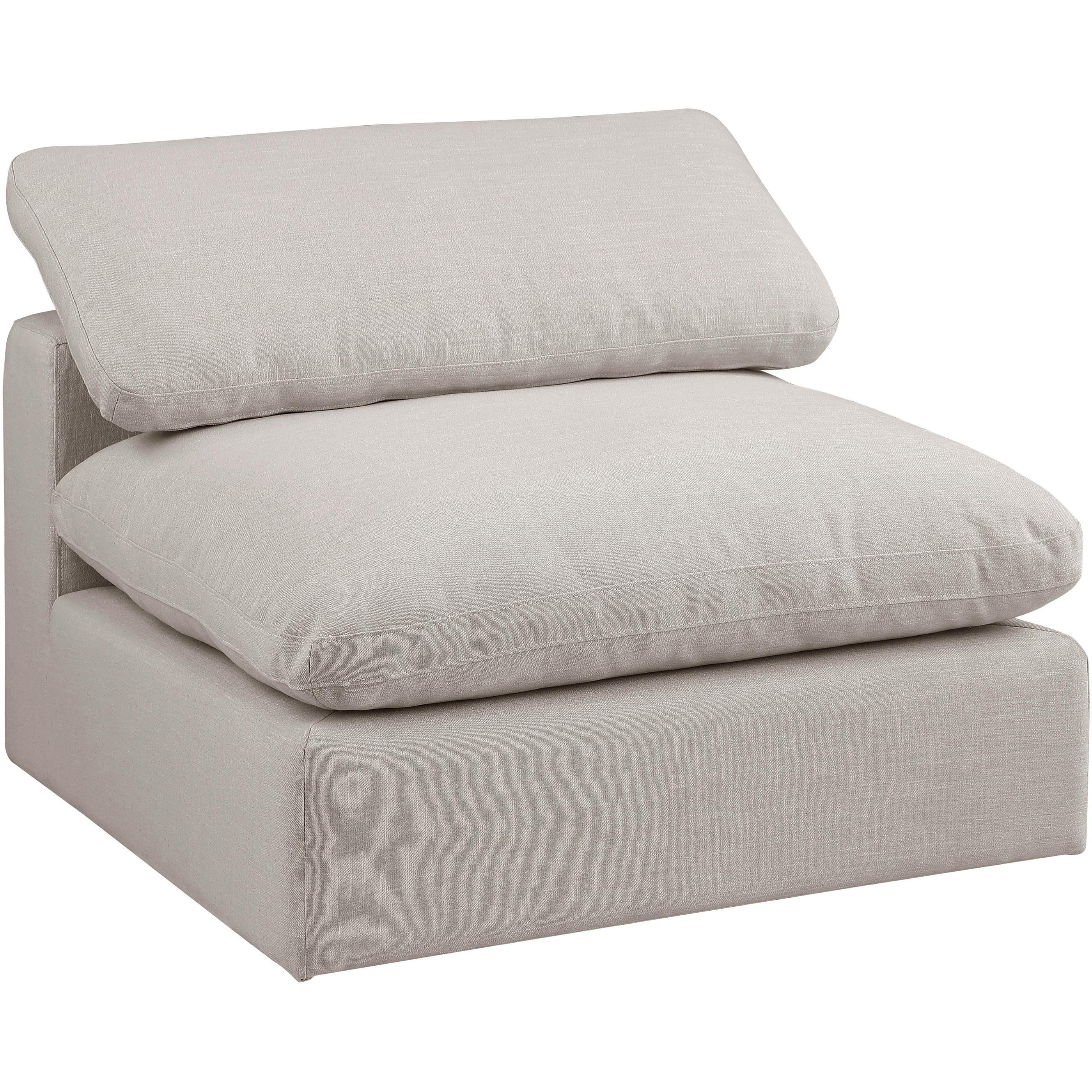 Meridian Comfy Beige Linen Textured Fabric Modular Armless Chair