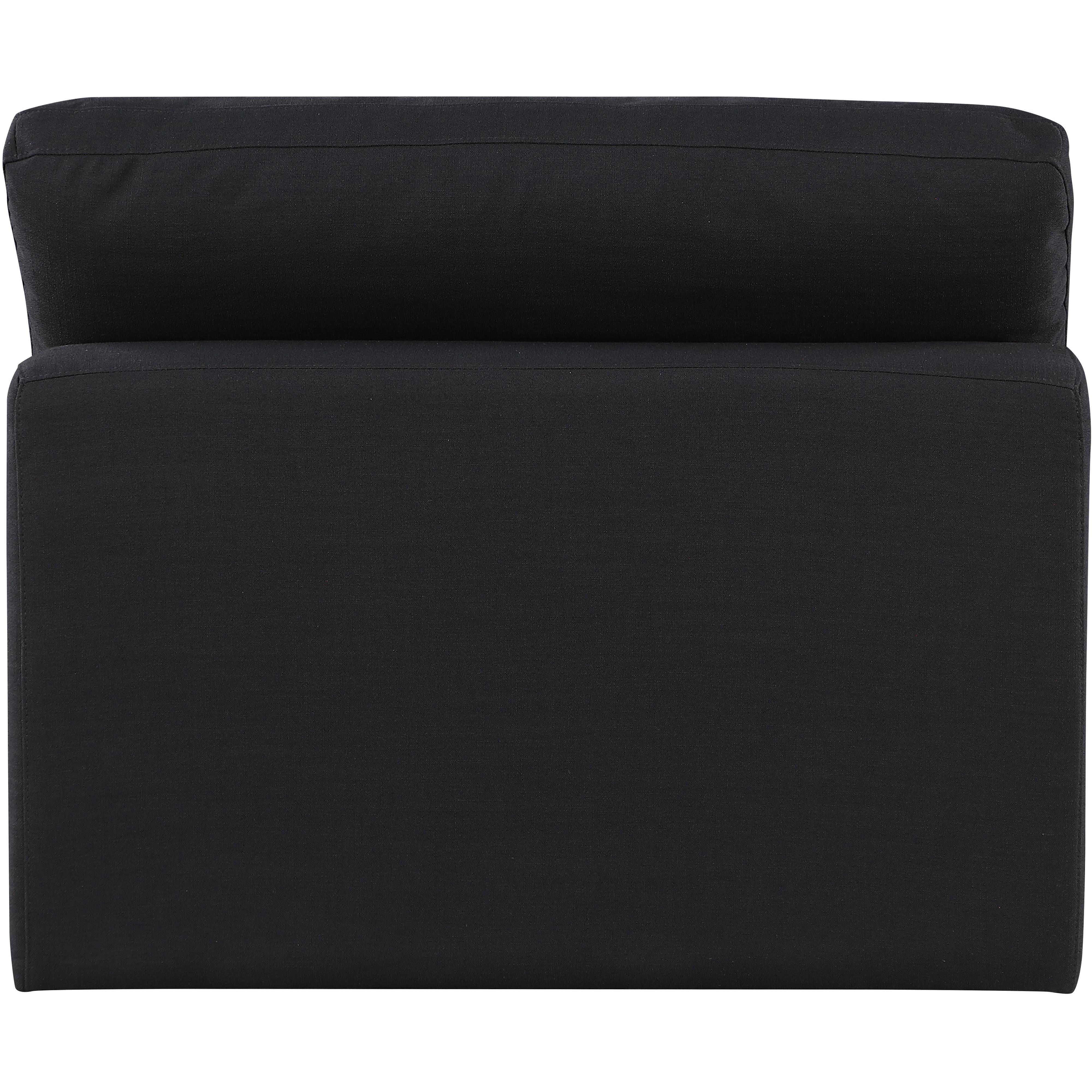 Meridian Comfy Black Linen Textured Fabric Modular Armless Chair