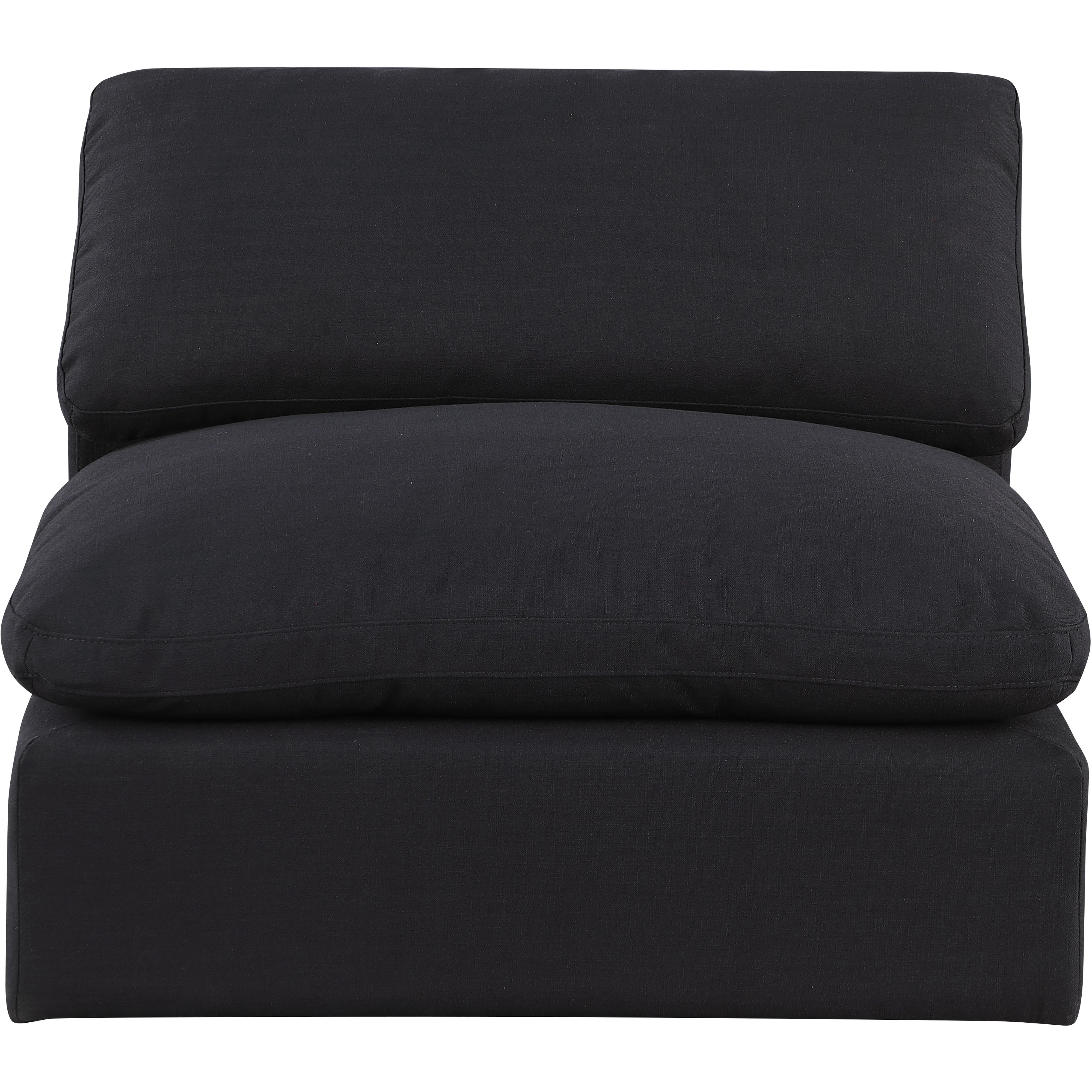 Meridian Comfy Black Linen Textured Fabric Modular Armless Chair