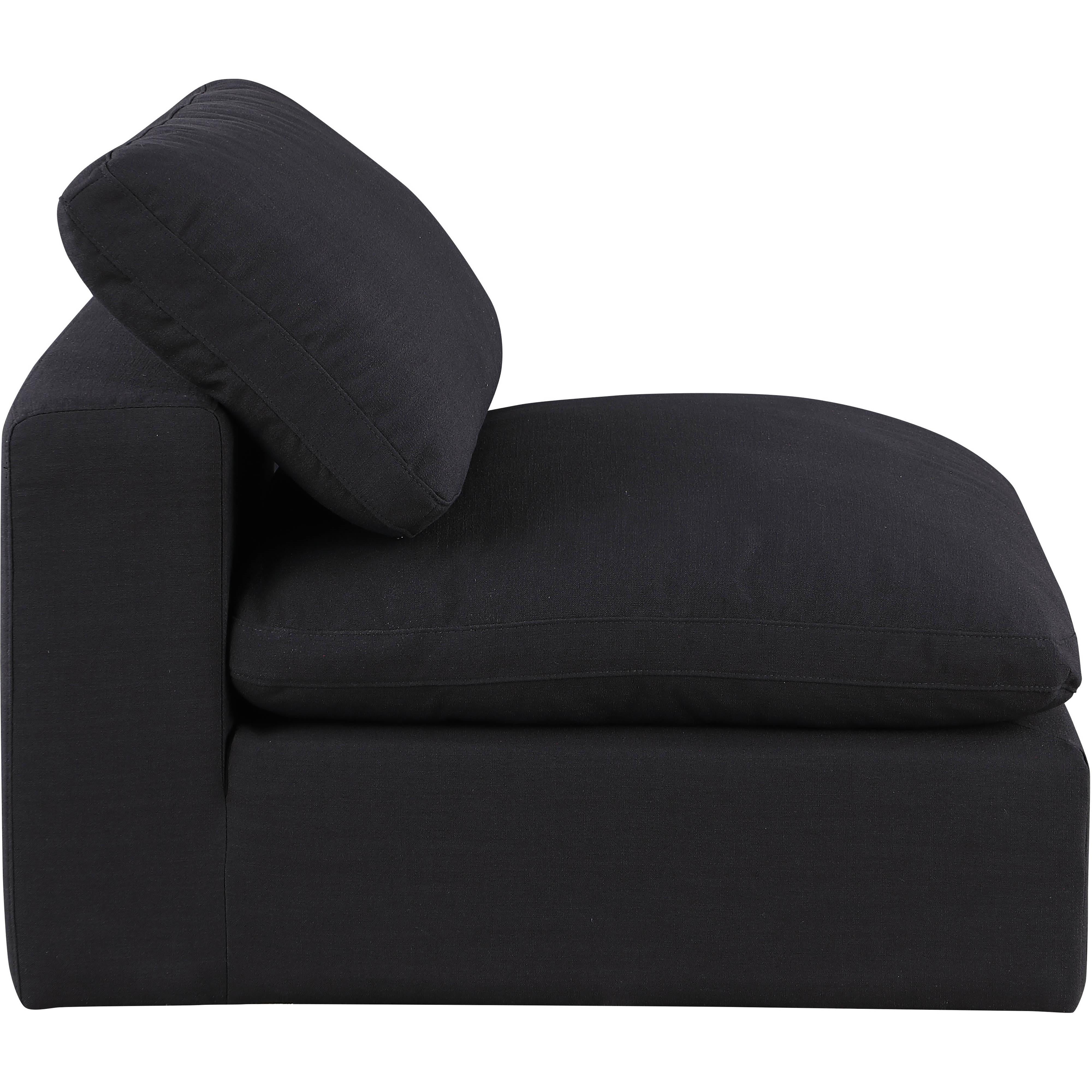 Meridian Comfy Black Linen Textured Fabric Modular Armless Chair
