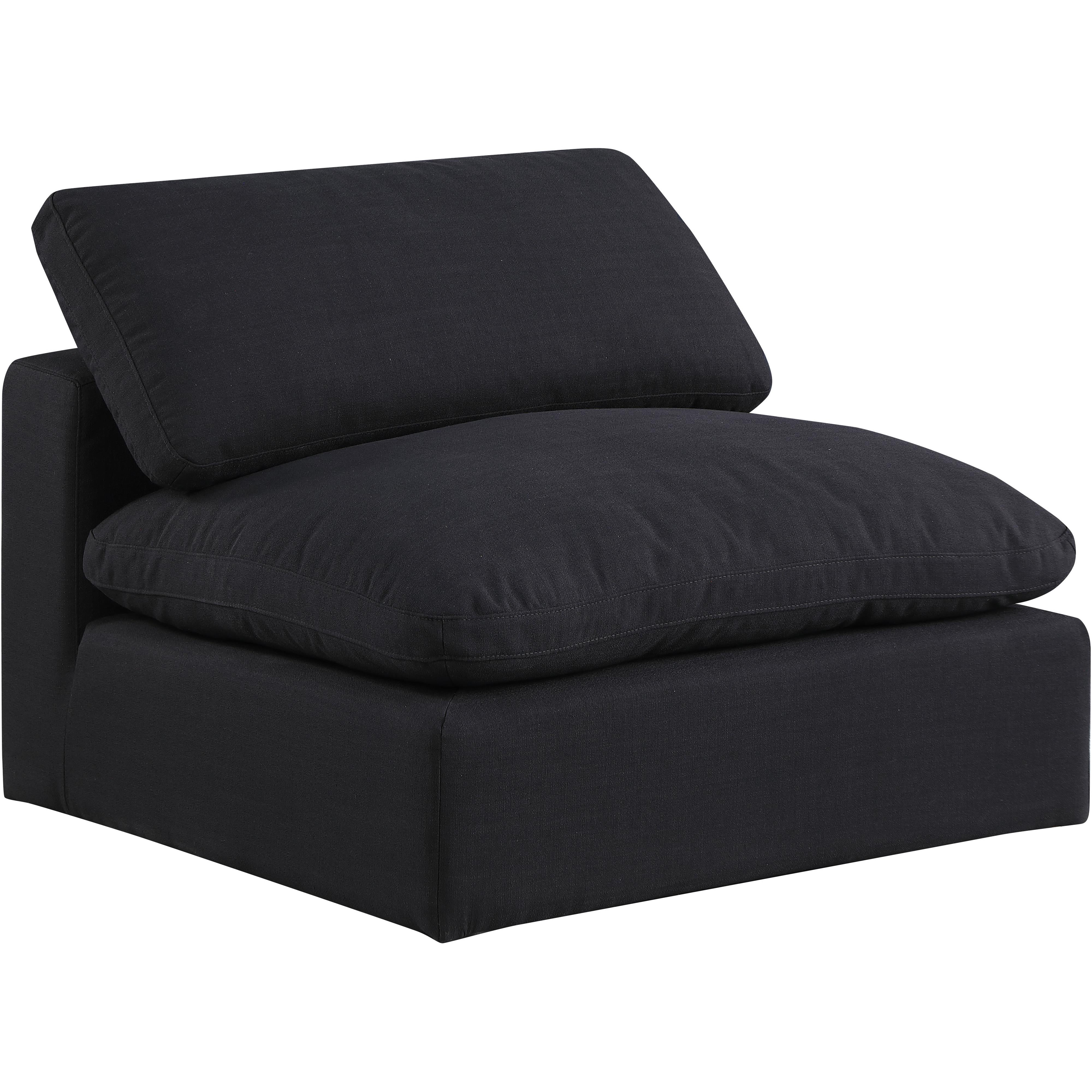 Meridian Comfy Black Linen Textured Fabric Modular Armless Chair