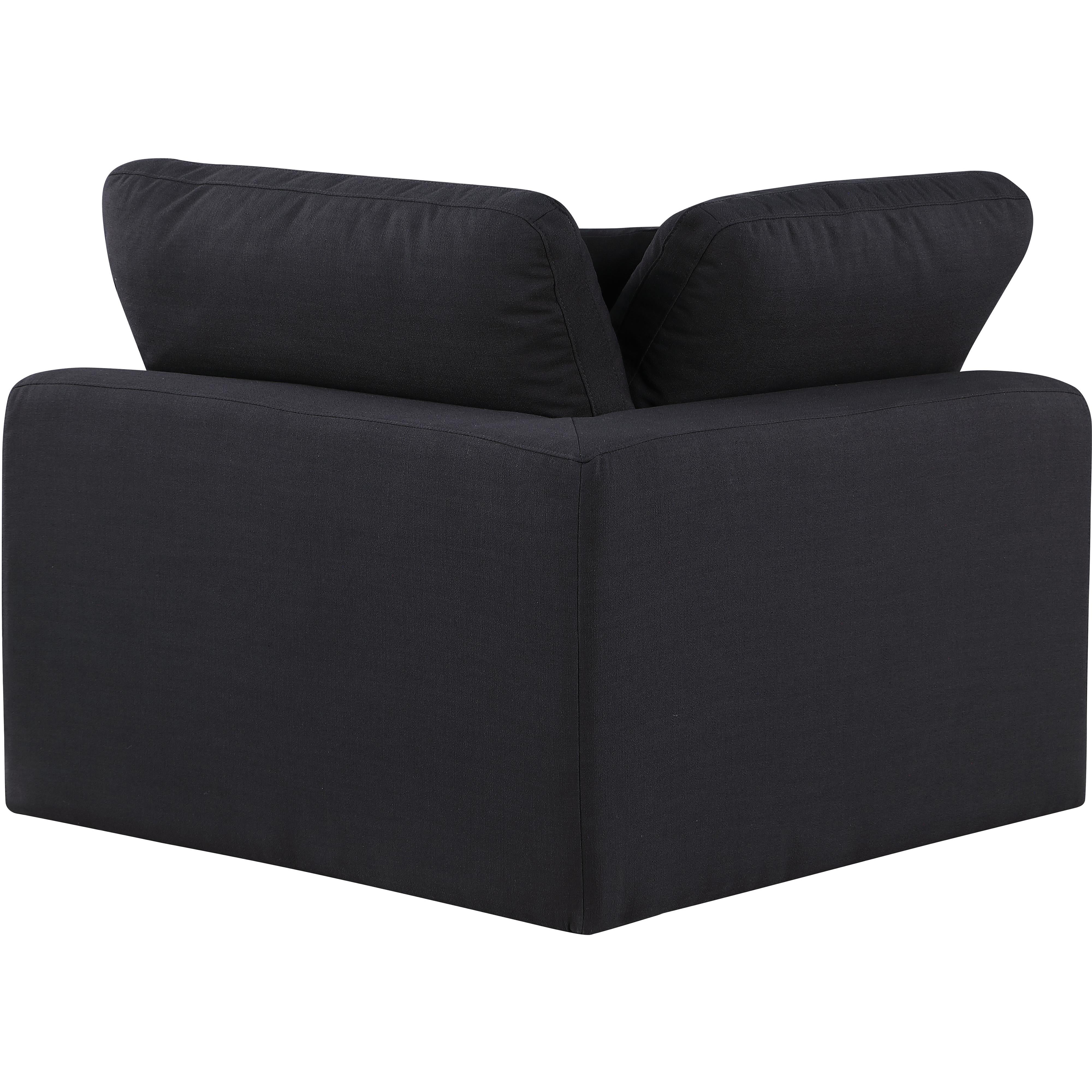 Meridian Comfy Black Linen Textured Fabric Modular Corner Chair
