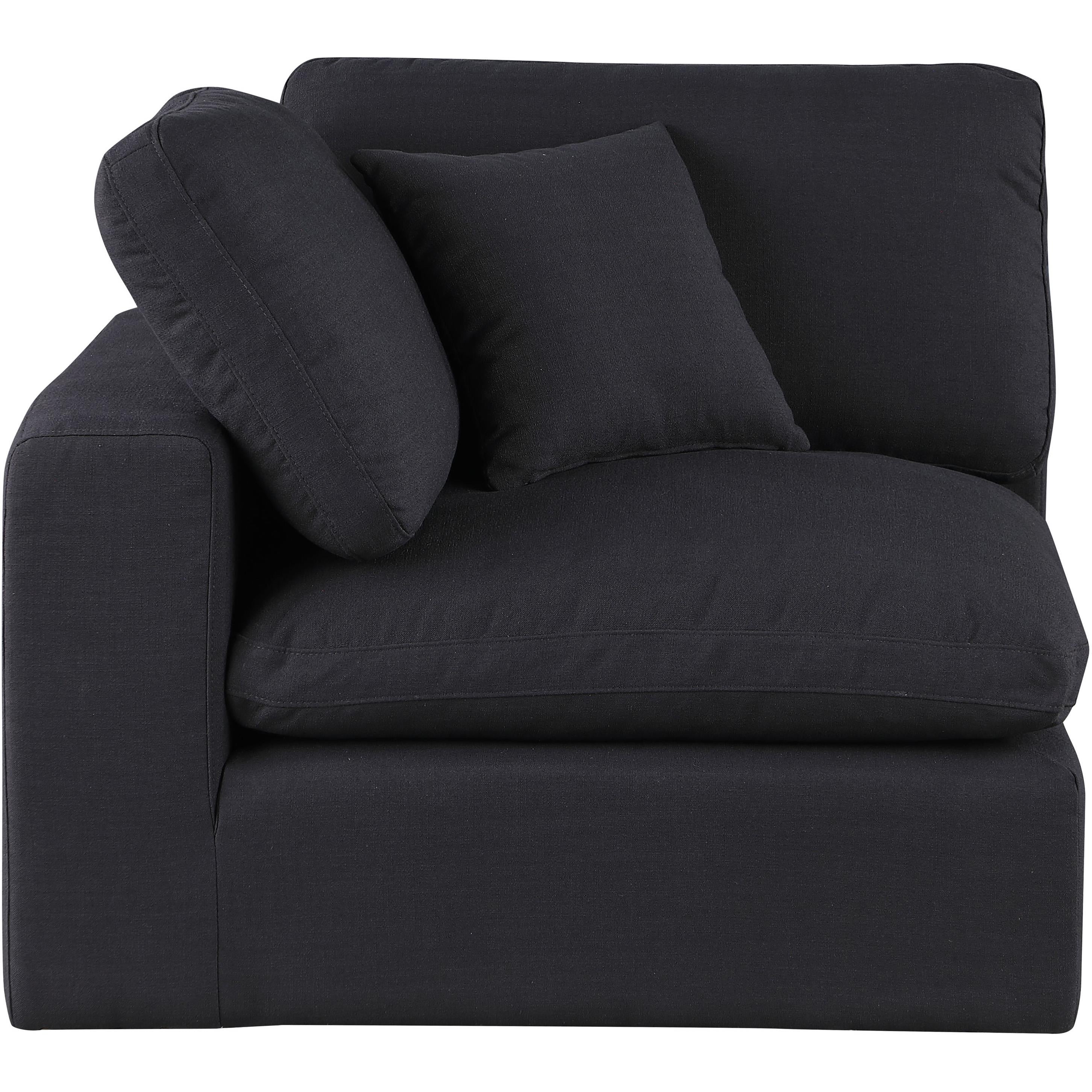 Meridian Comfy Black Linen Textured Fabric Modular Corner Chair