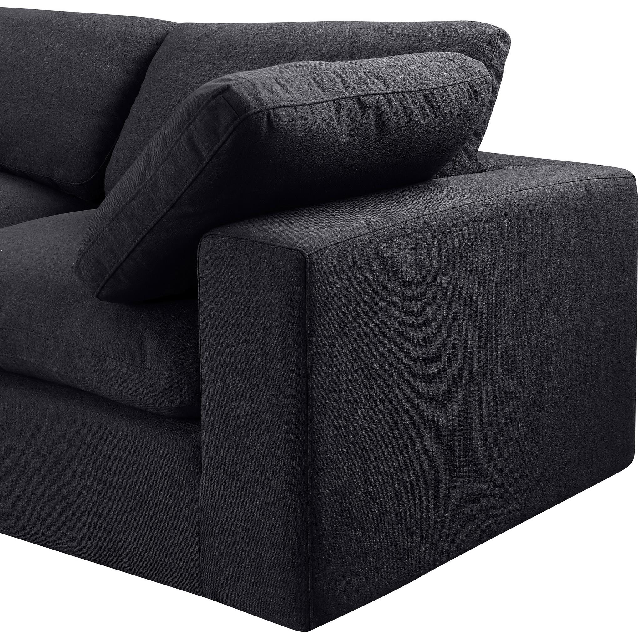 Meridian Comfy Black Linen Textured Fabric Modular Corner Chair