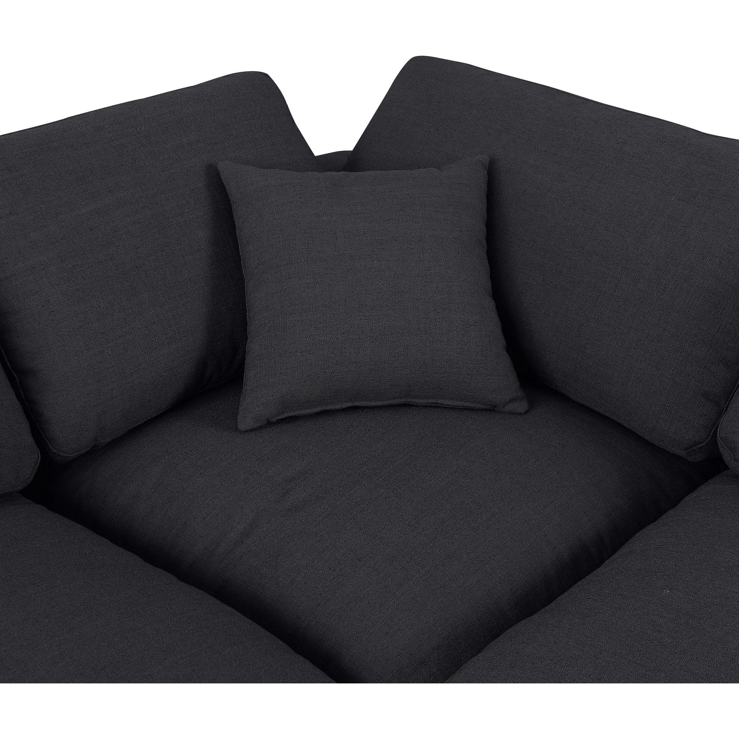 Meridian Comfy Black Linen Textured Fabric Modular Corner Chair