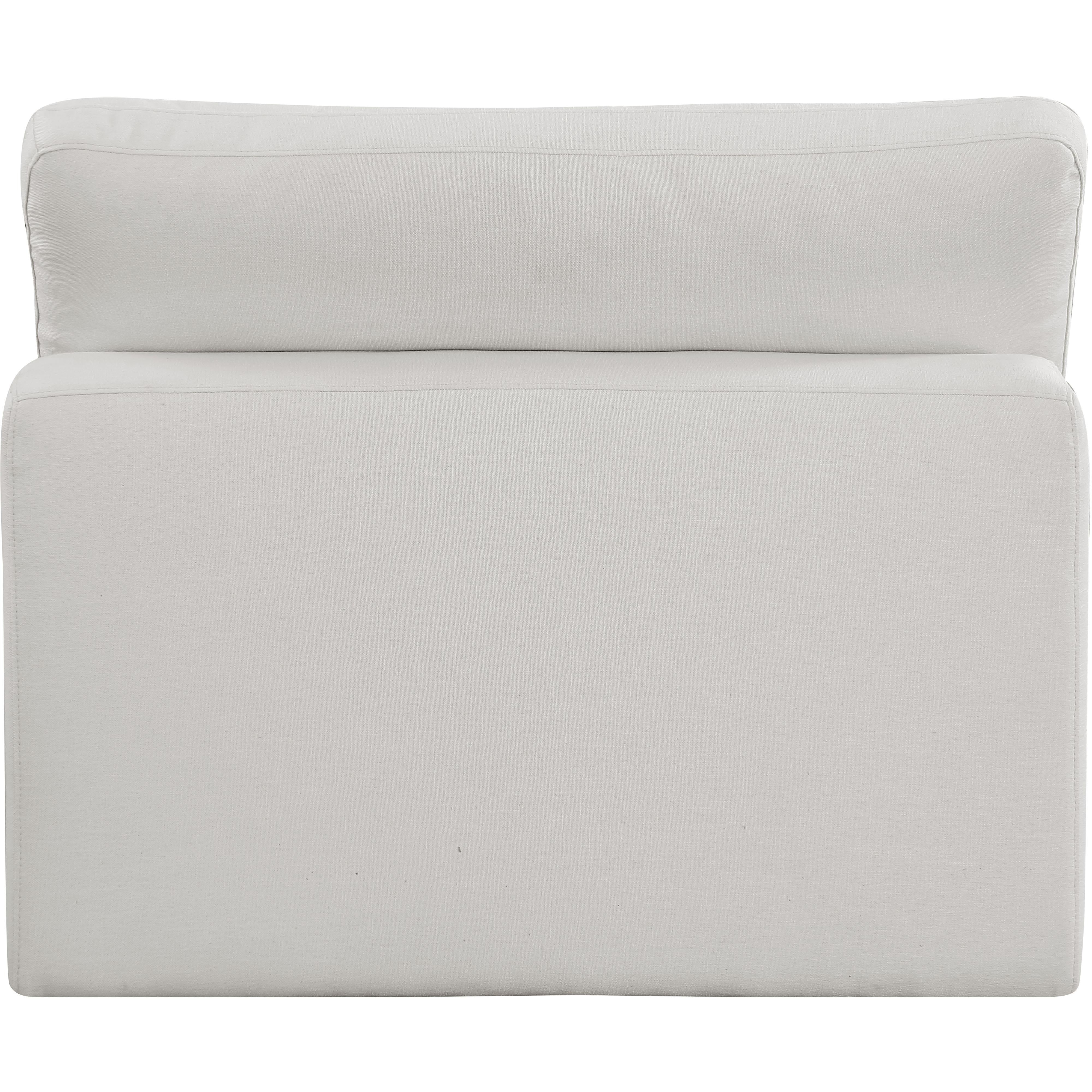 Meridian Comfy Cream Linen Textured Fabric Modular Armless Chair