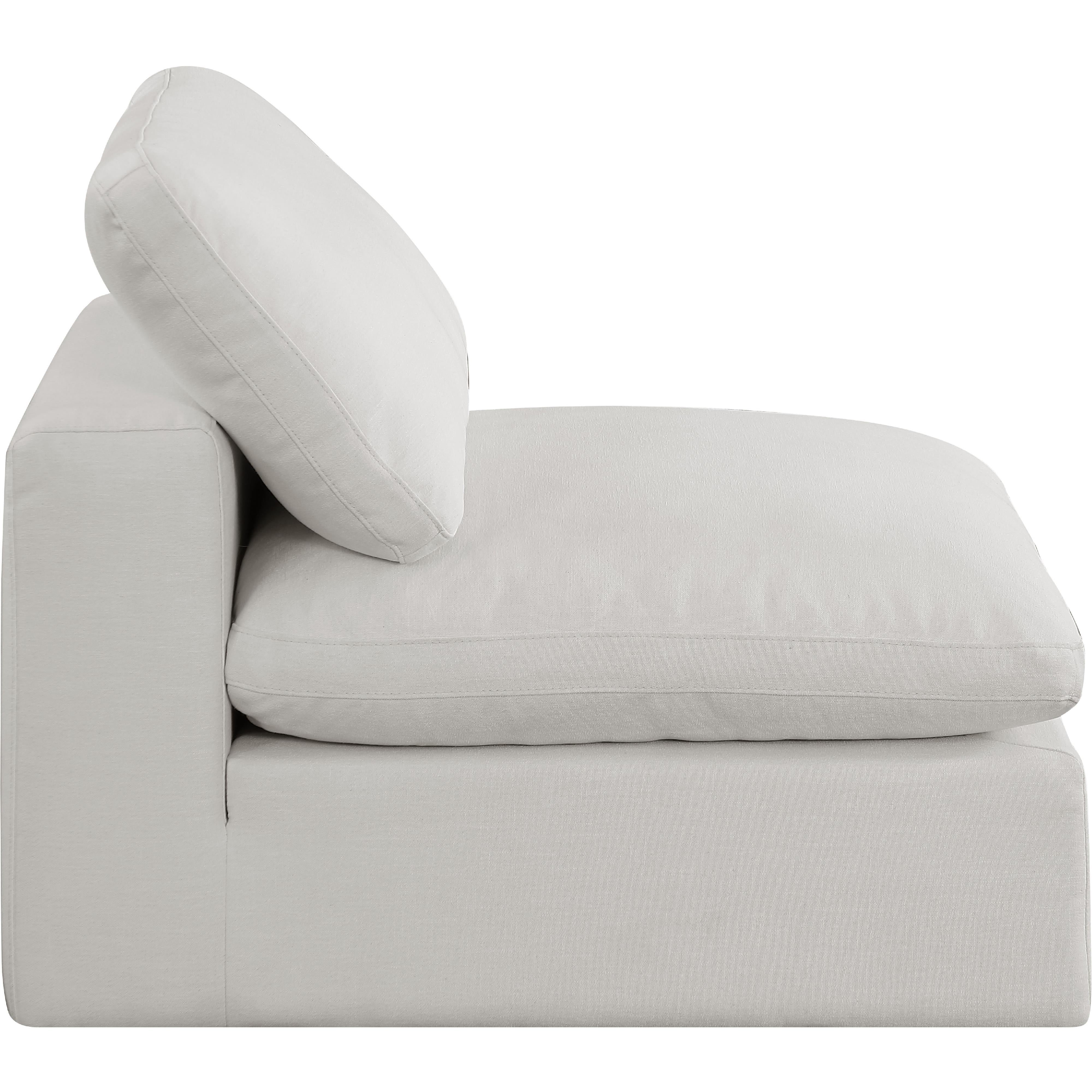 Meridian Comfy Cream Linen Textured Fabric Modular Armless Chair