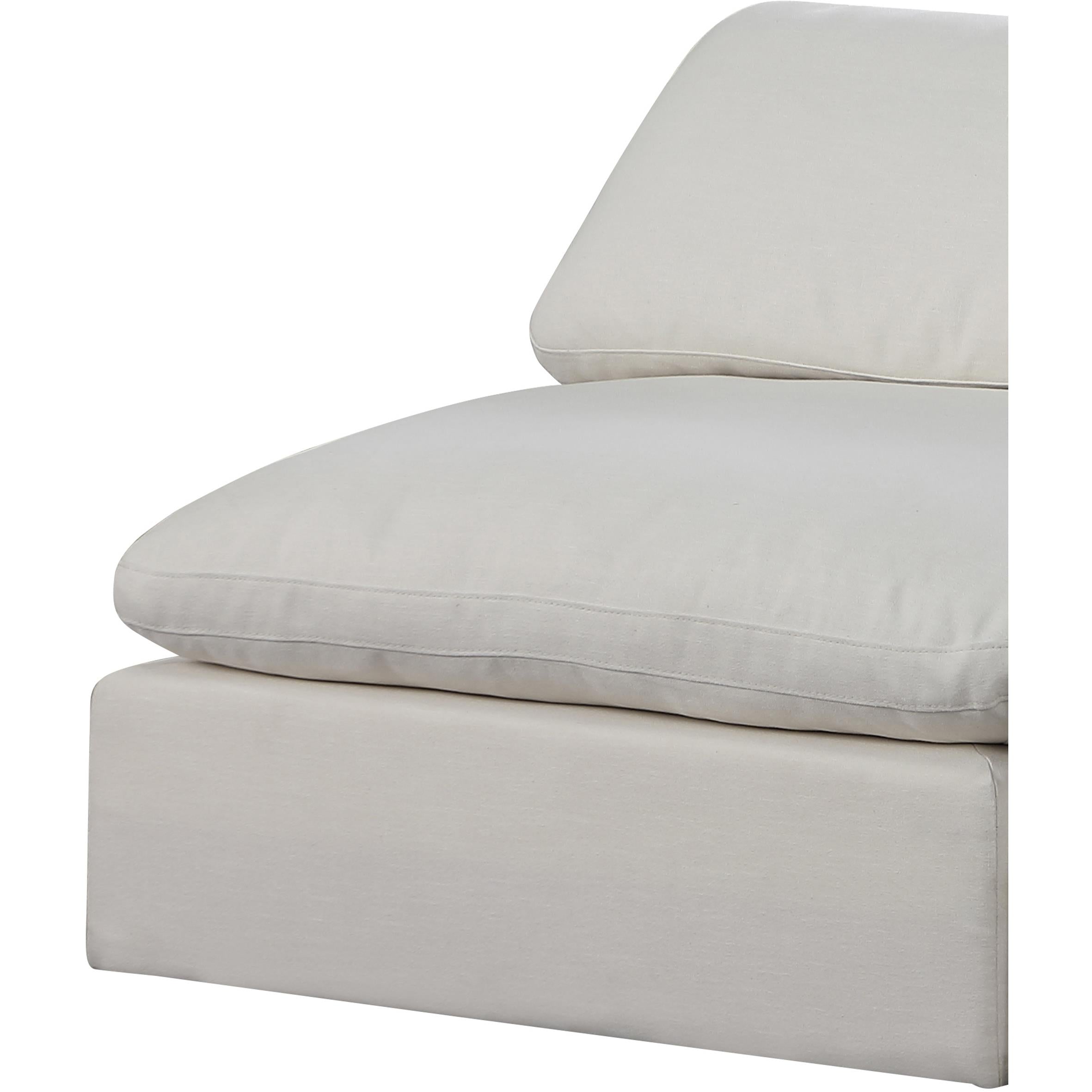 Meridian Comfy Cream Linen Textured Fabric Modular Armless Chair