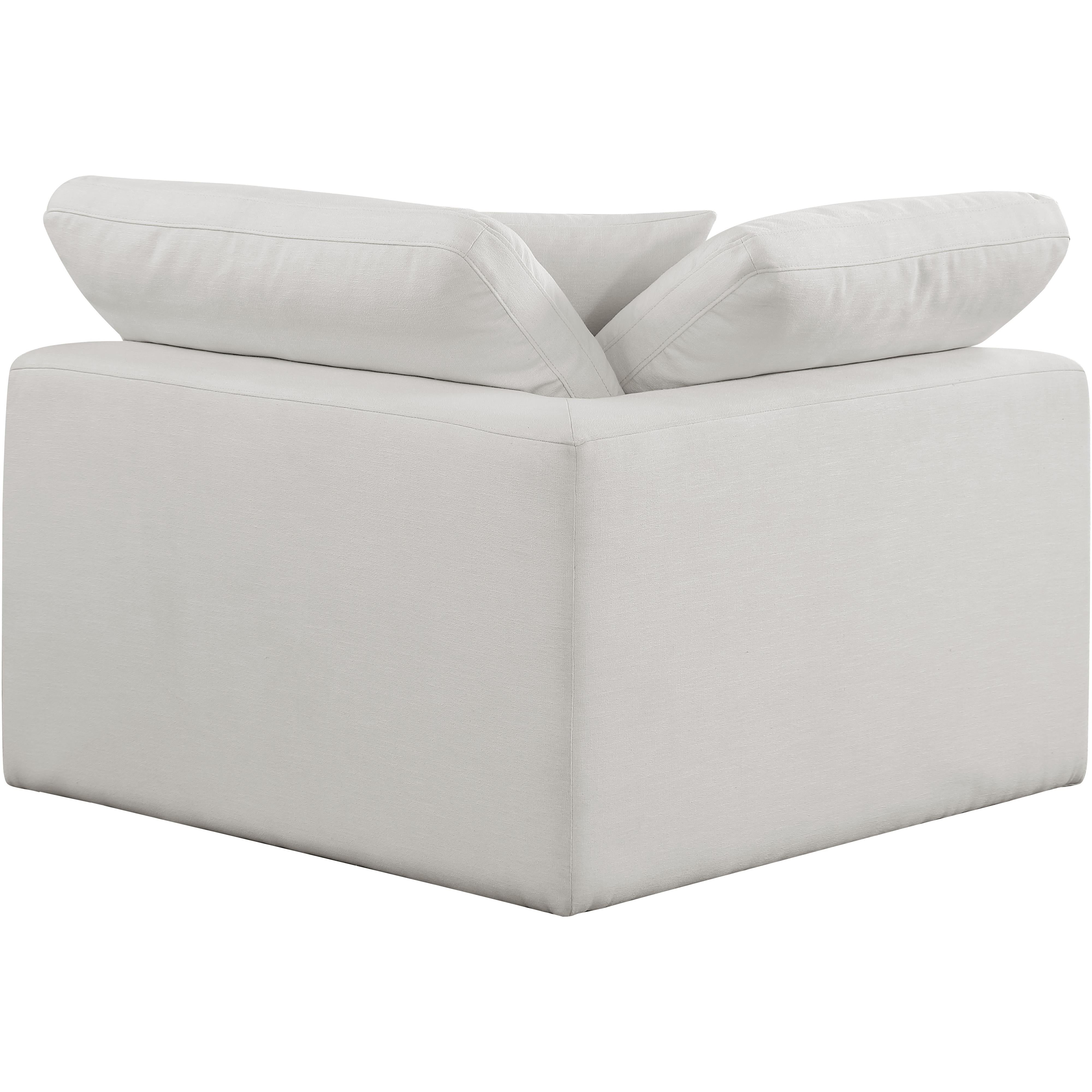 Meridian Comfy Cream Linen Textured Fabric Modular Corner Chair