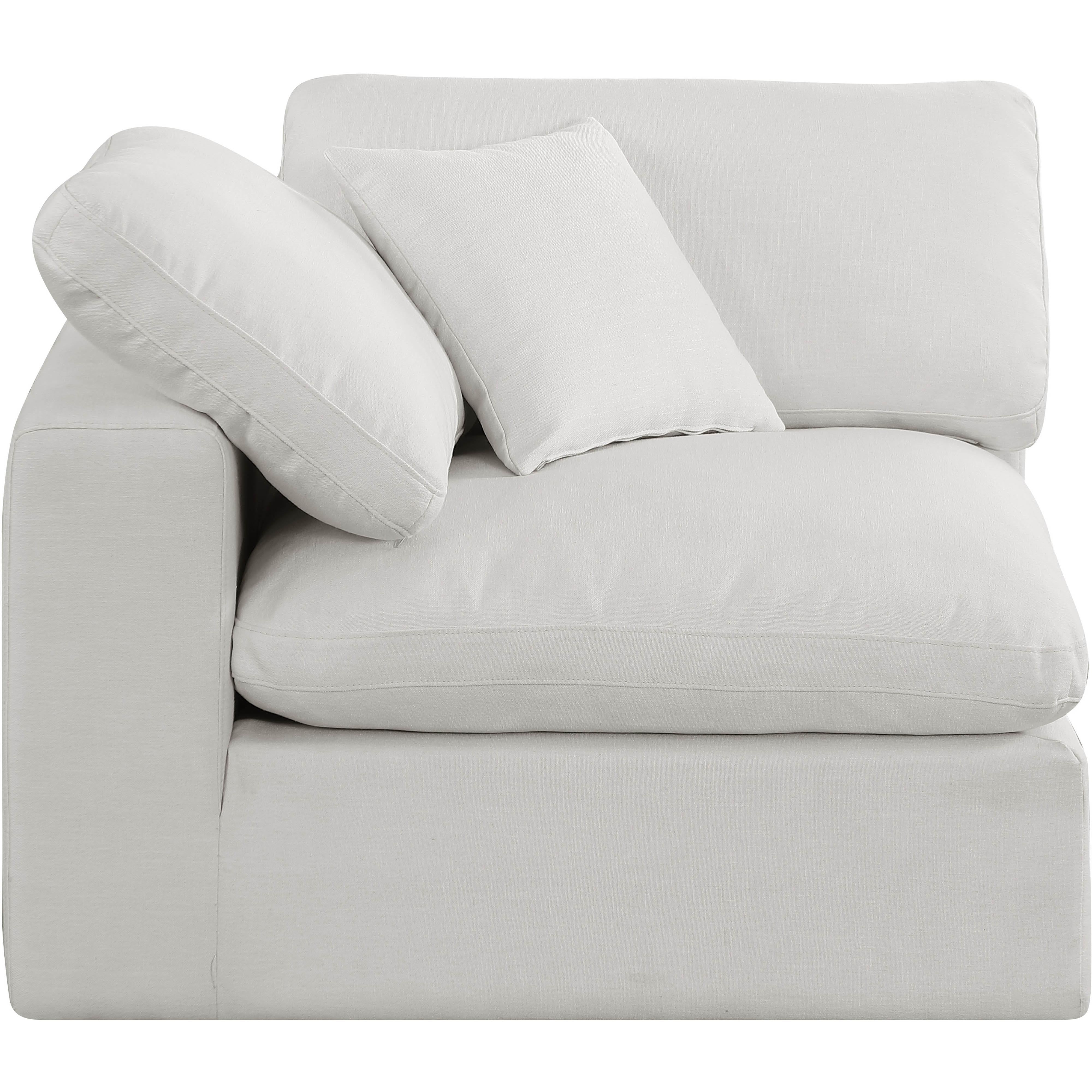 Meridian Comfy Cream Linen Textured Fabric Modular Corner Chair