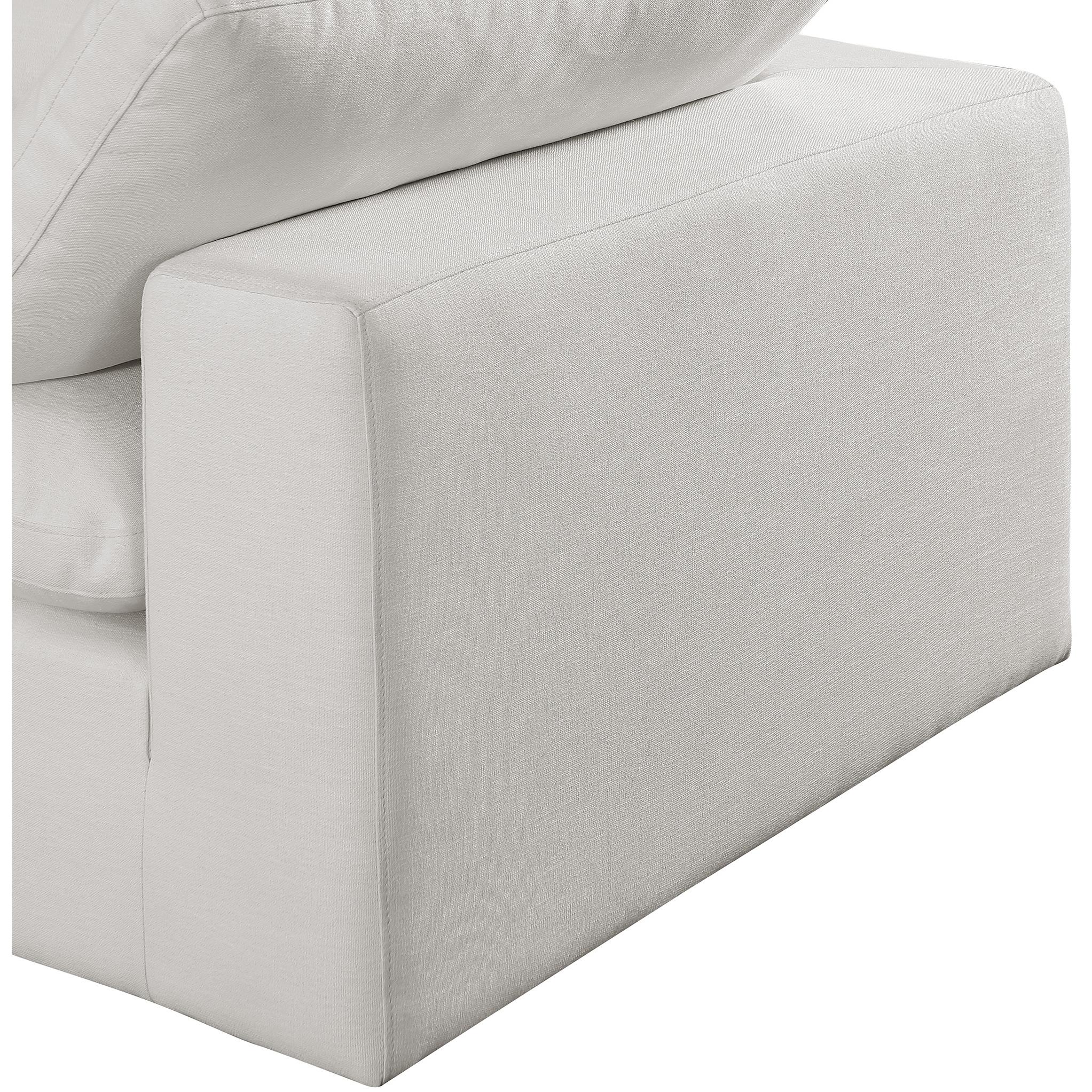 Meridian Comfy Cream Linen Textured Fabric Modular Corner Chair
