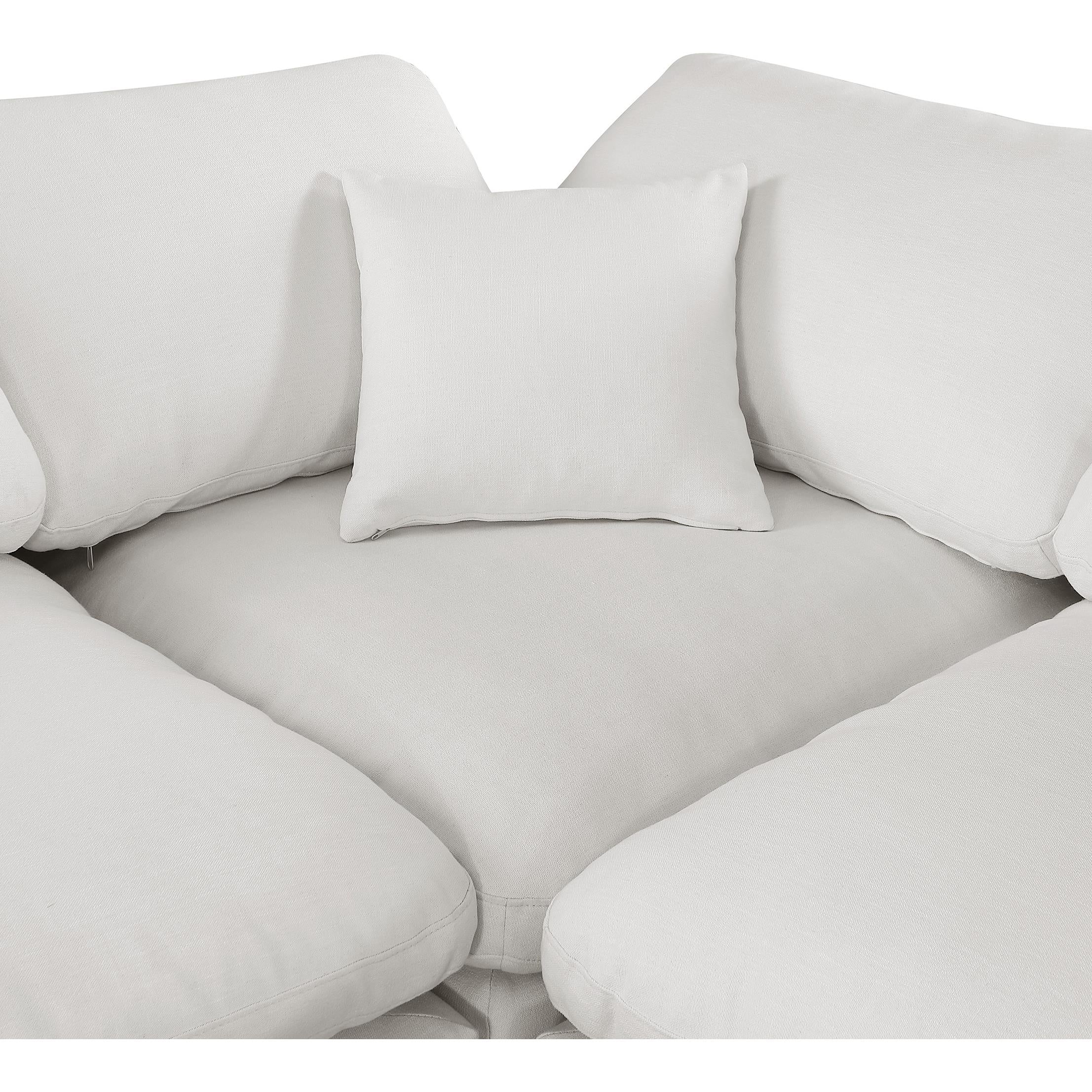 Meridian Comfy Cream Linen Textured Fabric Modular Corner Chair