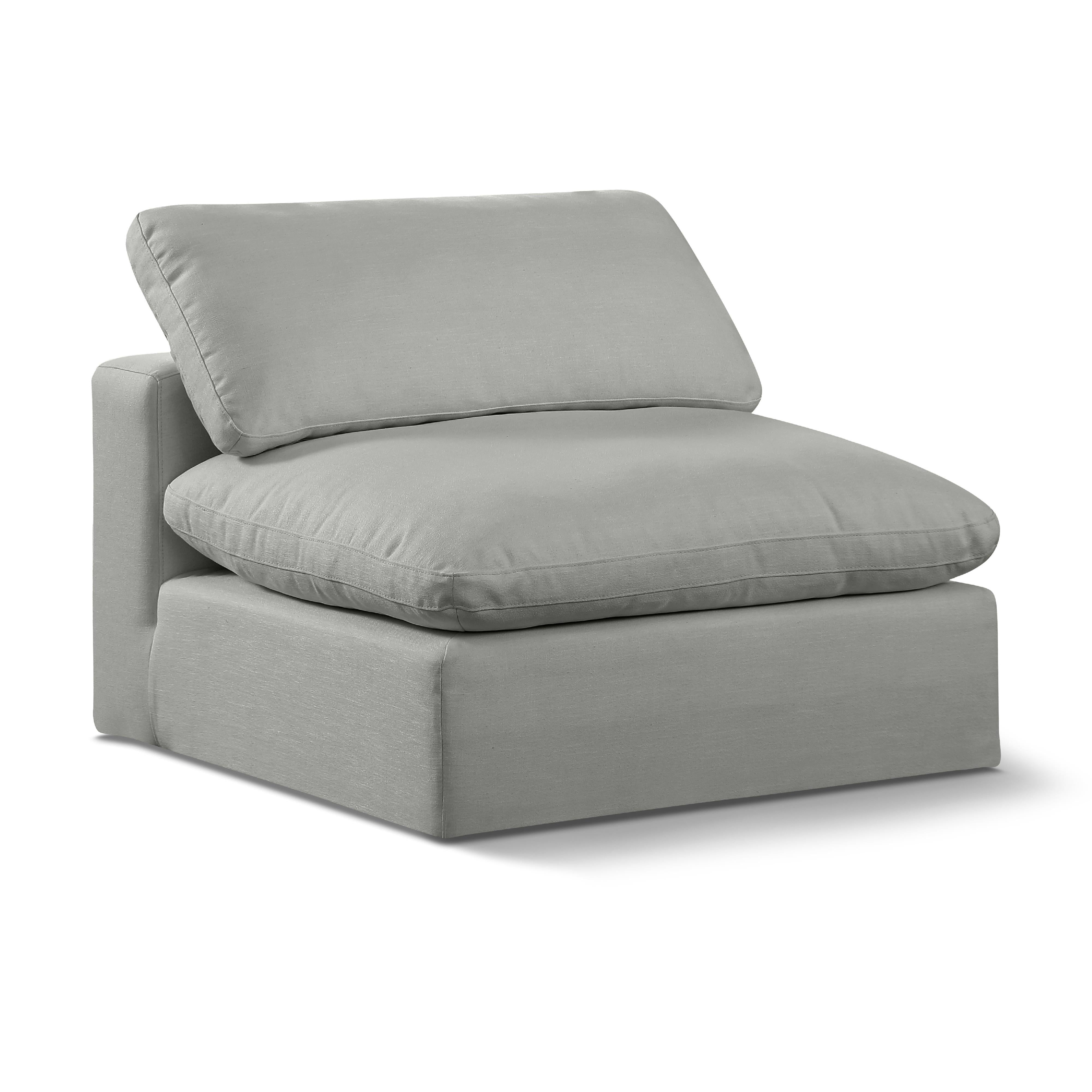 Meridian Comfy Grey Linen Textured Fabric Modular Armless Chair