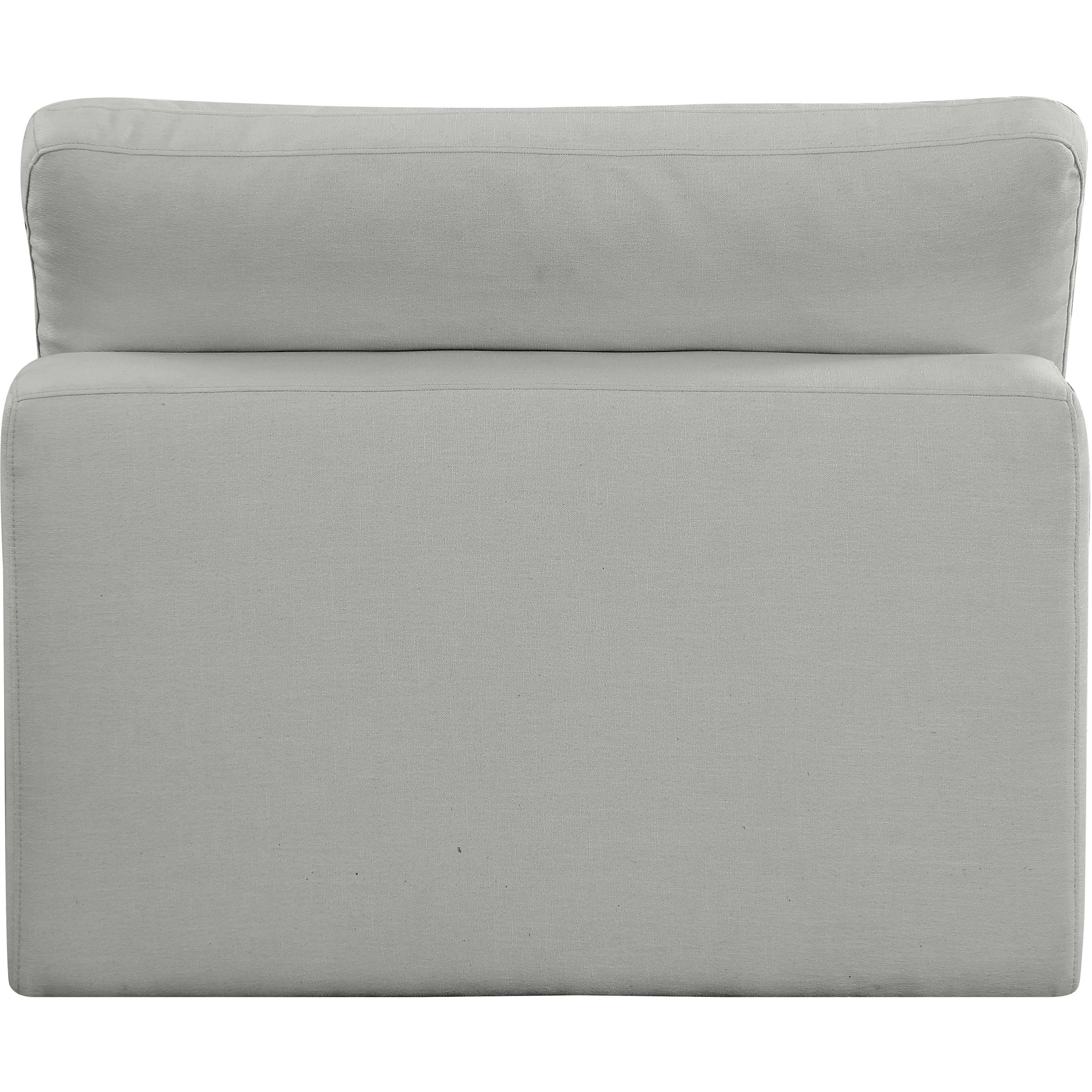 Meridian Comfy Grey Linen Textured Fabric Modular Armless Chair