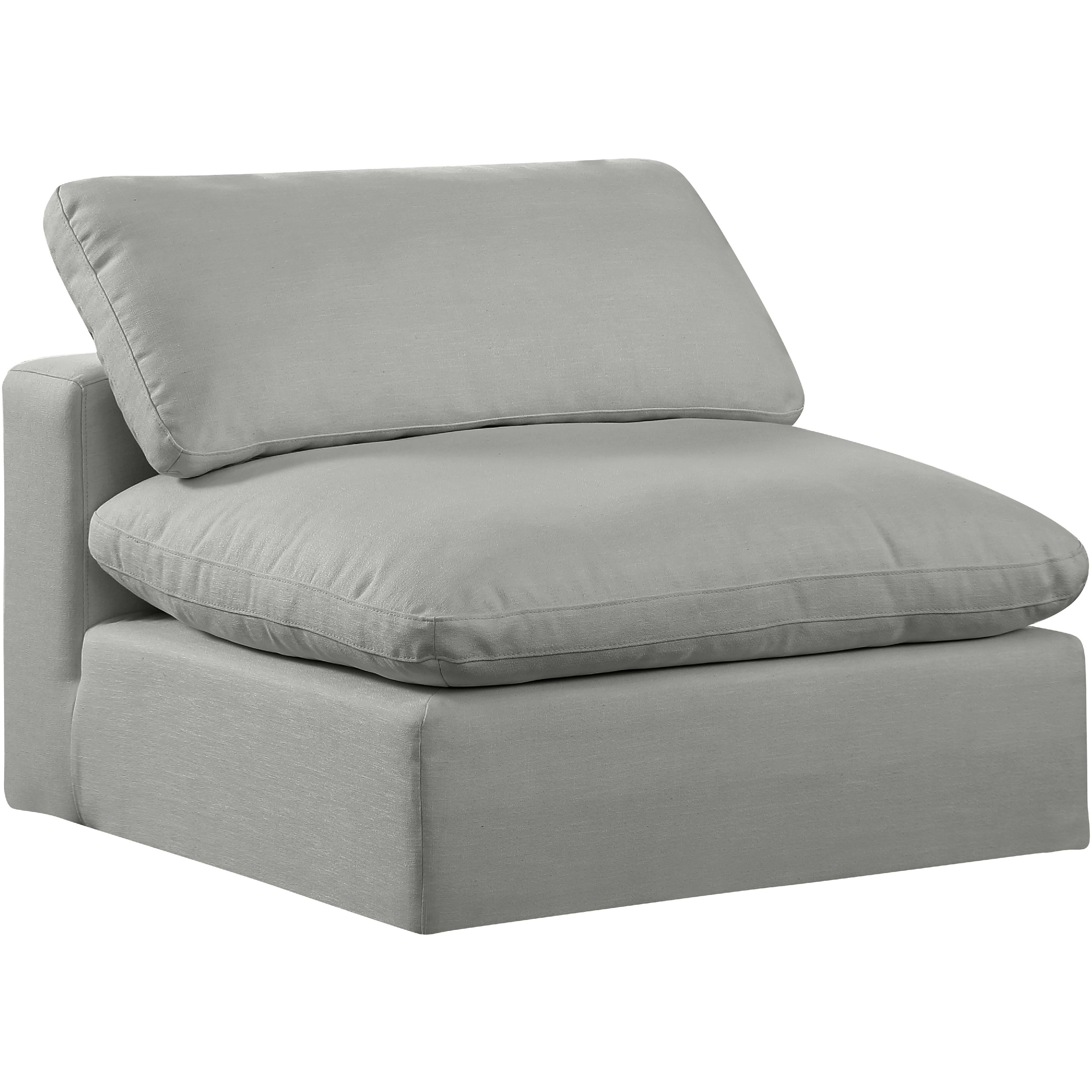 Meridian Comfy Grey Linen Textured Fabric Modular Armless Chair