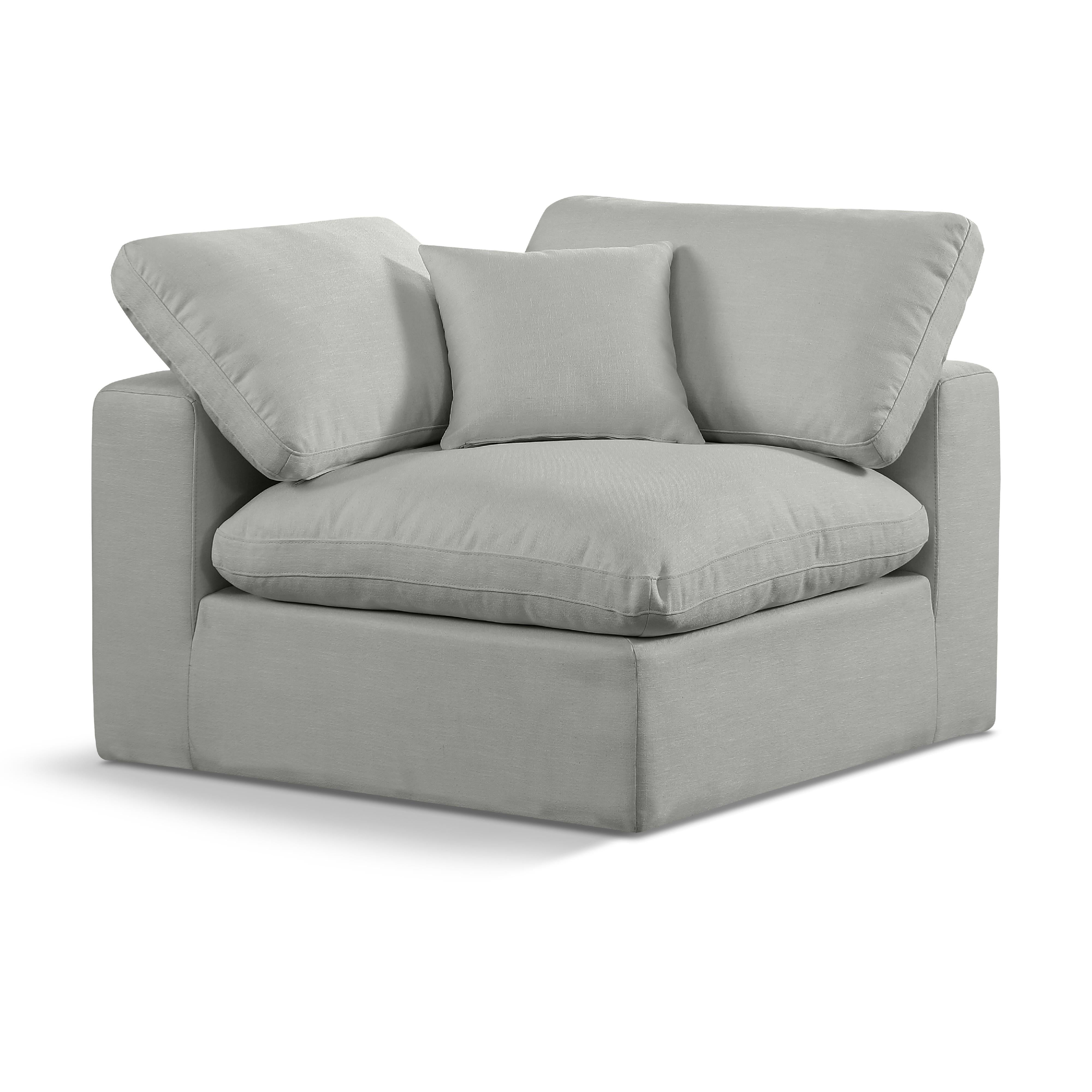 Meridian Comfy Grey Linen Textured Fabric Modular Corner Chair