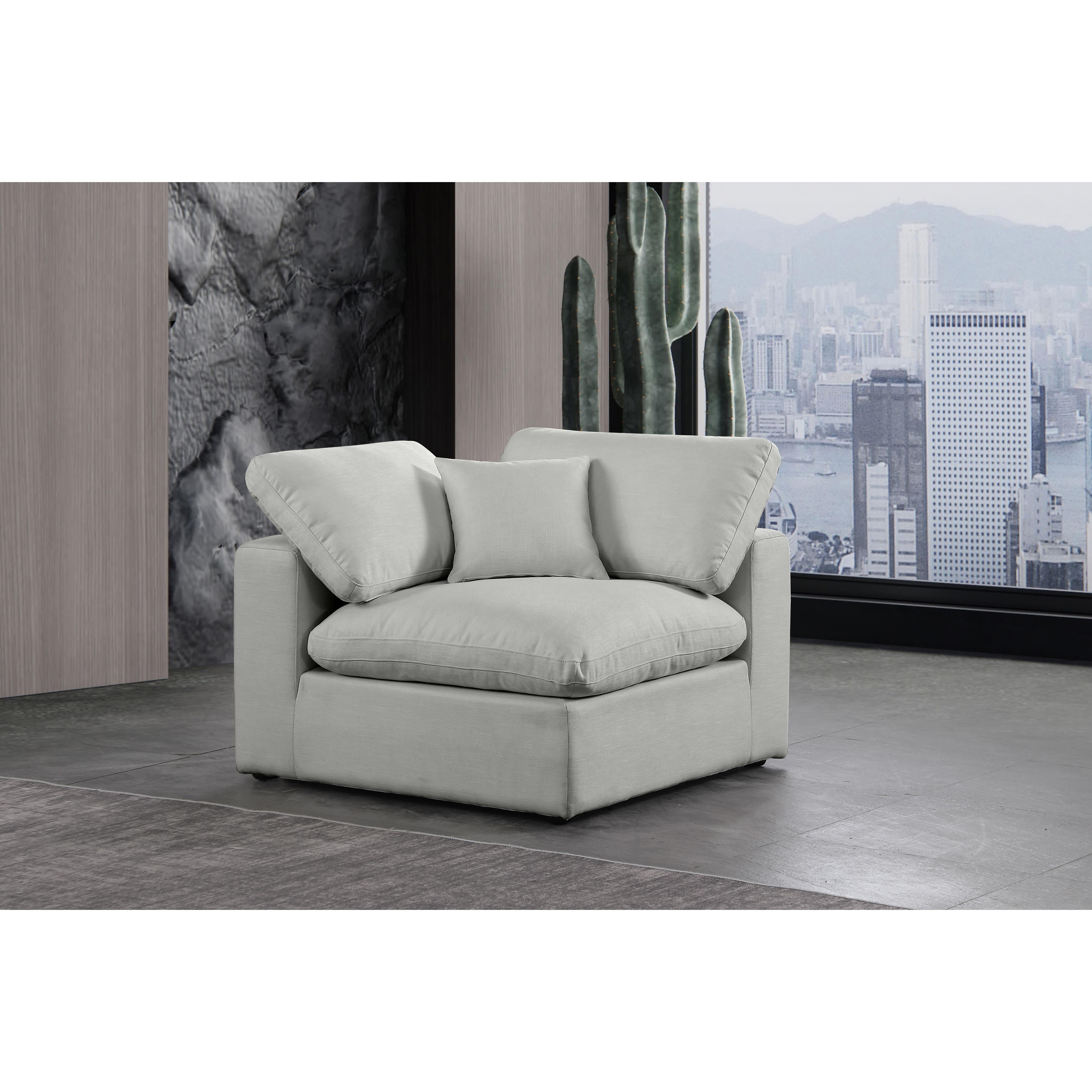 Meridian Comfy Grey Linen Textured Fabric Modular Corner Chair