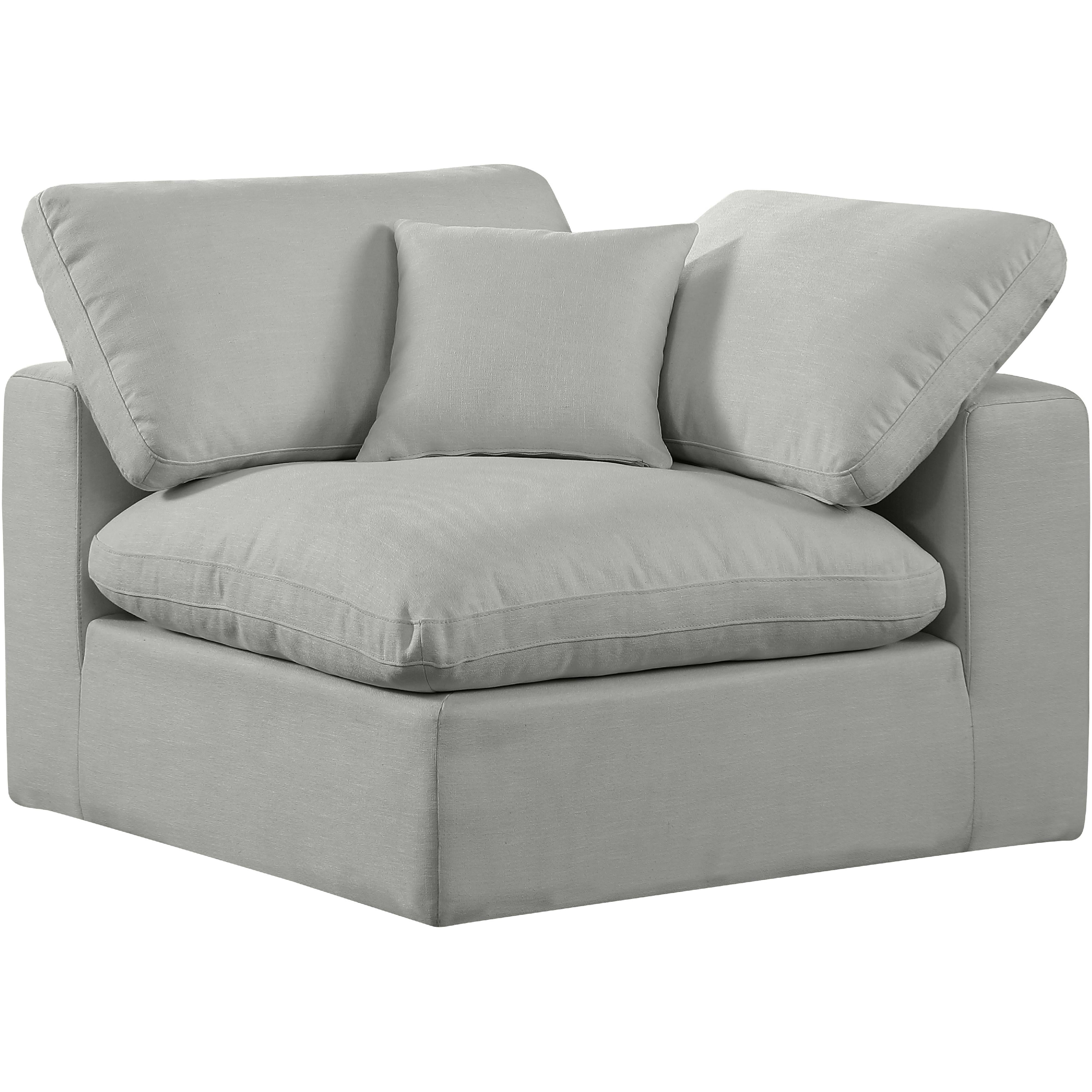 Meridian Comfy Grey Linen Textured Fabric Modular Corner Chair